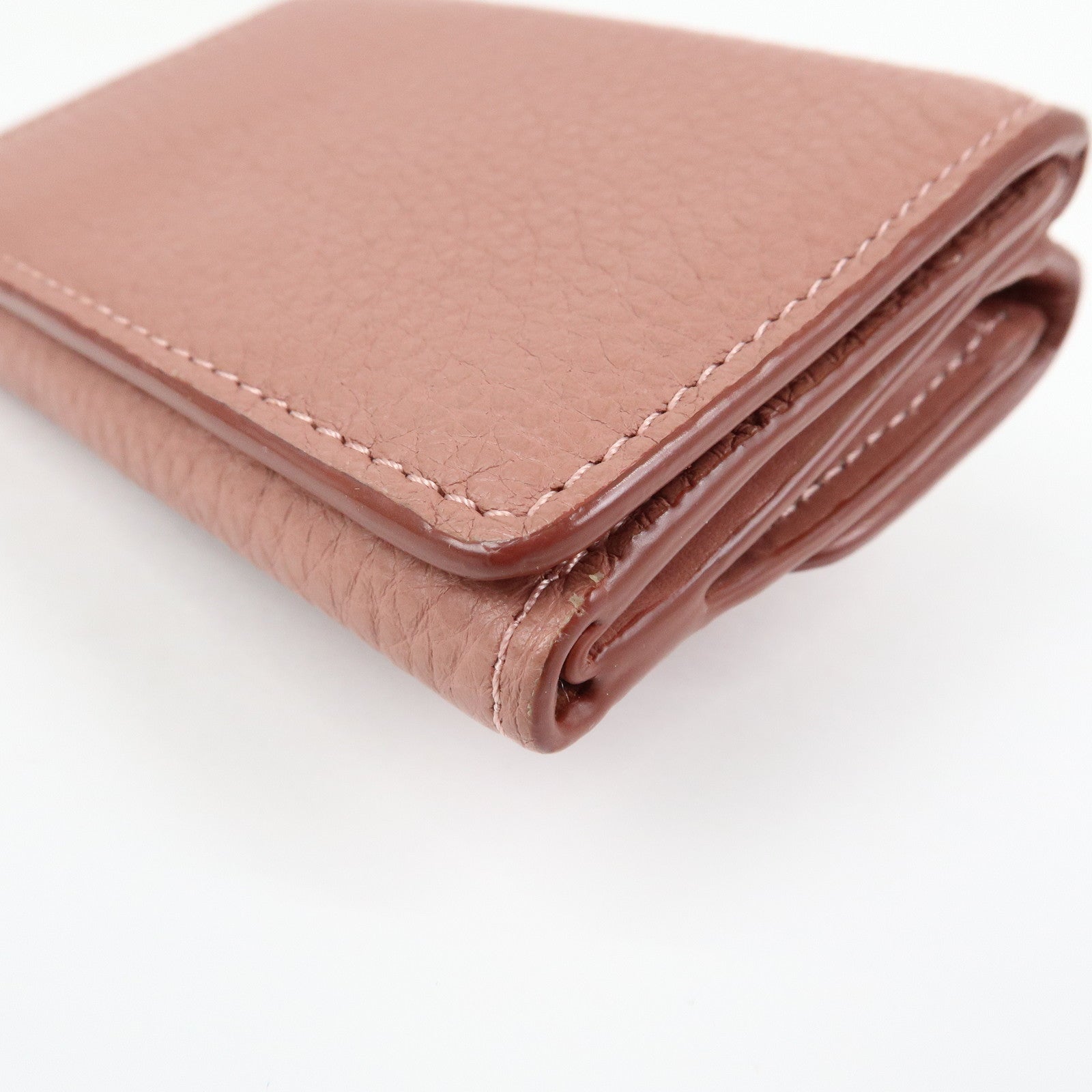 Chloe Aby Lock Leather Compact Trifold Wallet Pink