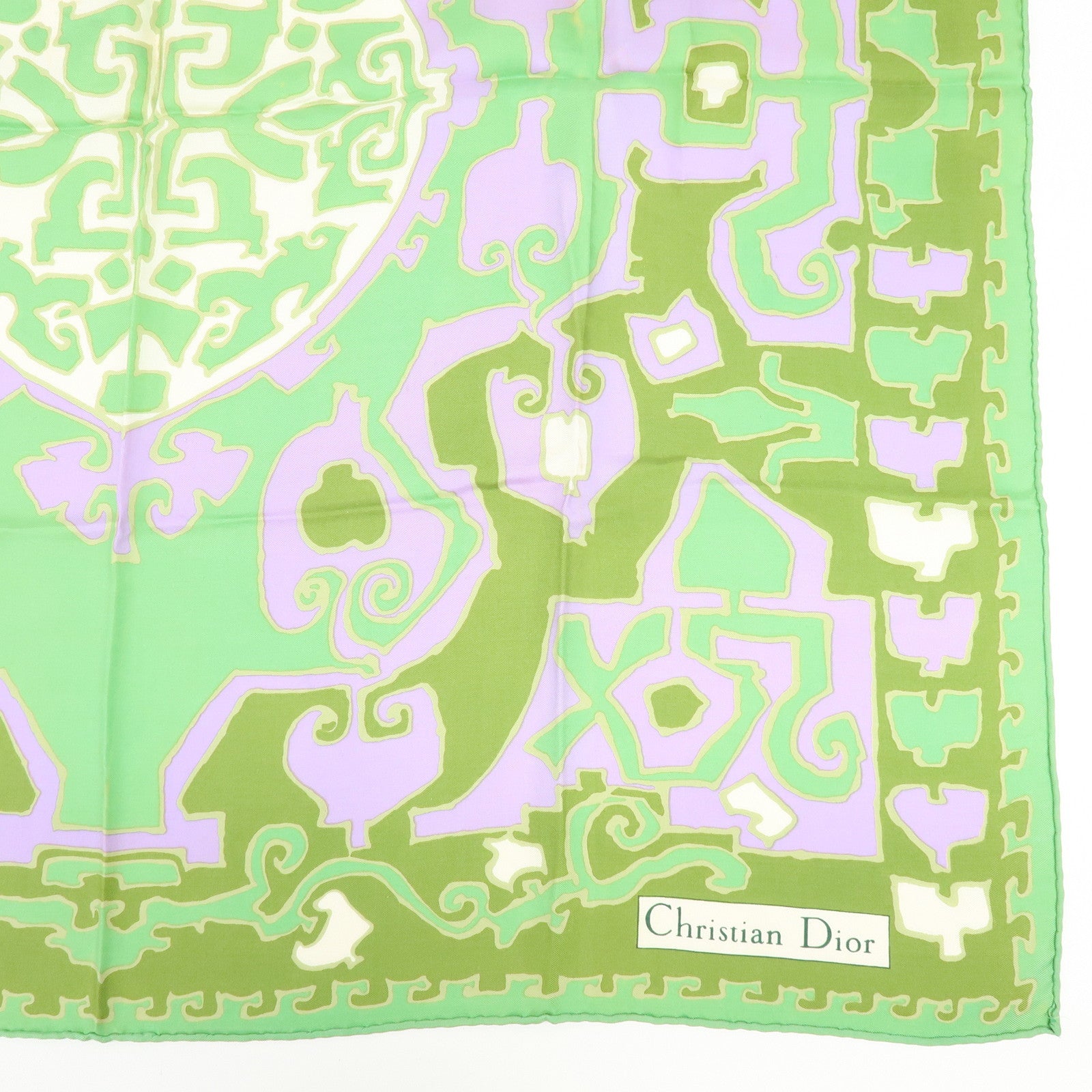 Christian Dior Set of 2 Silk 100% Scarf Sheer Brown Green