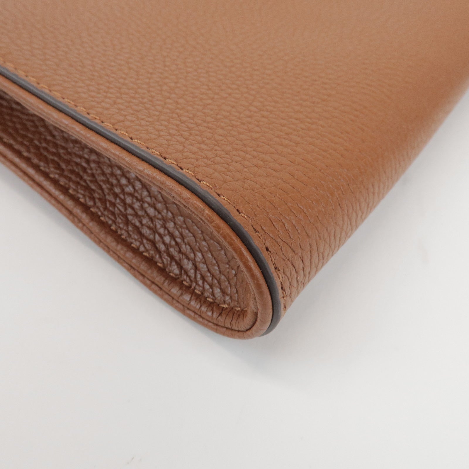 TORY BURCH Double T Leather Shoulder Bag Crossbody Bag Brown