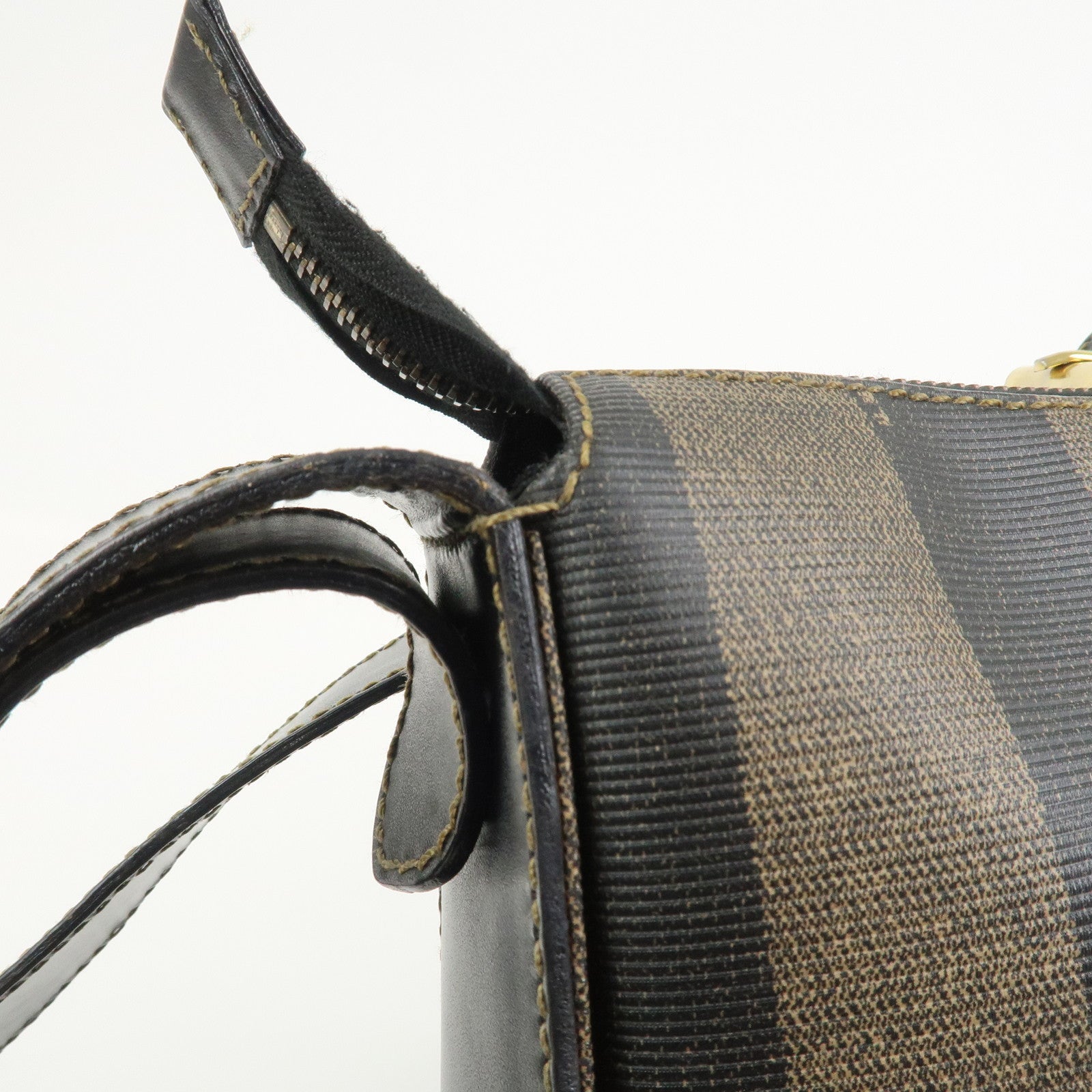 FENDI Pequin PVC Shoulder Bag Crossbody Bag Black 211 256510058