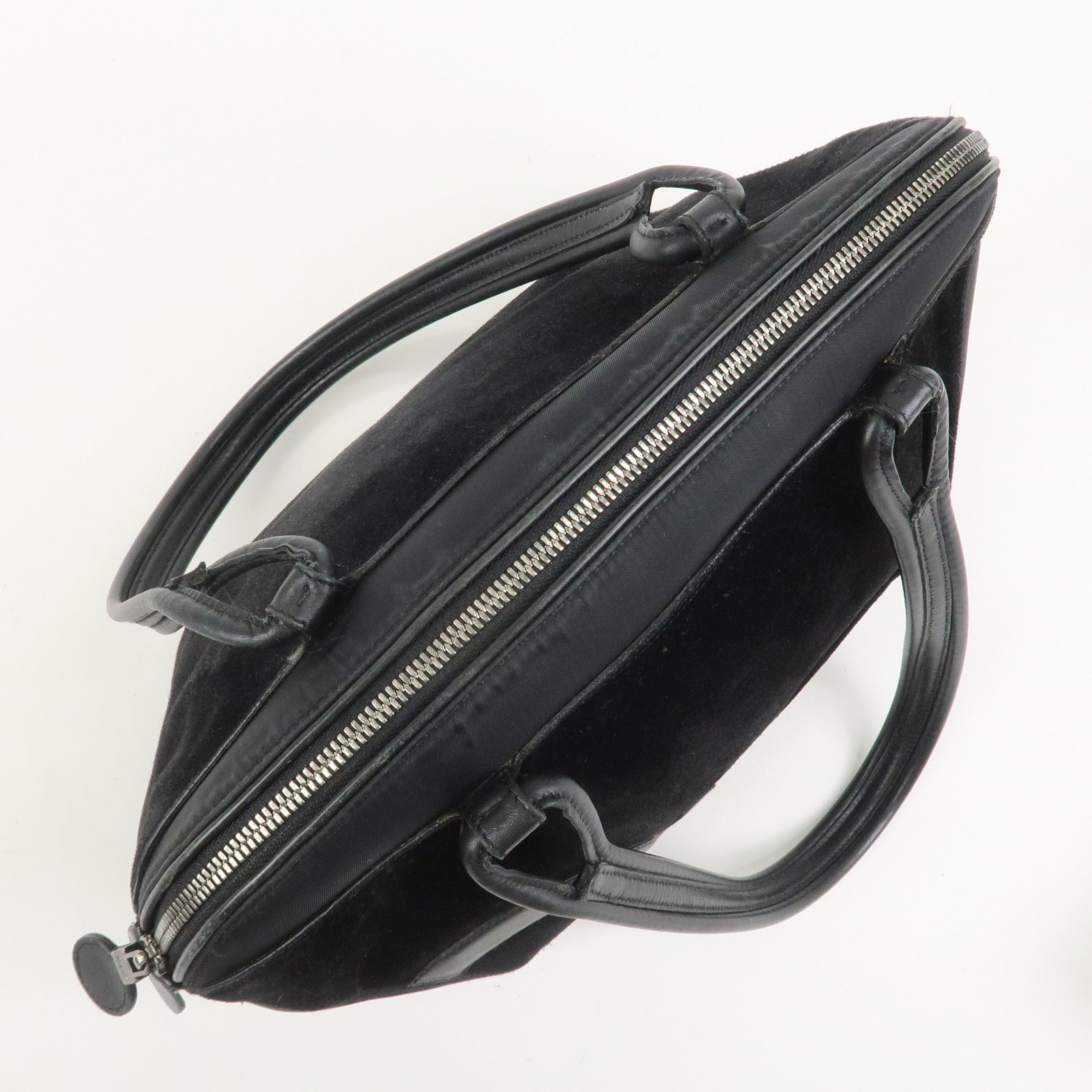 Ferragamo Gancini Suede Nylon Leather Shoulder Bag Hand Bag Black