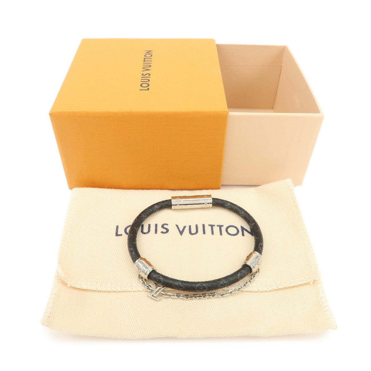Louis Vuitton Monogram Eclipse Canvas Bracelet Chain It Gris M8573D
