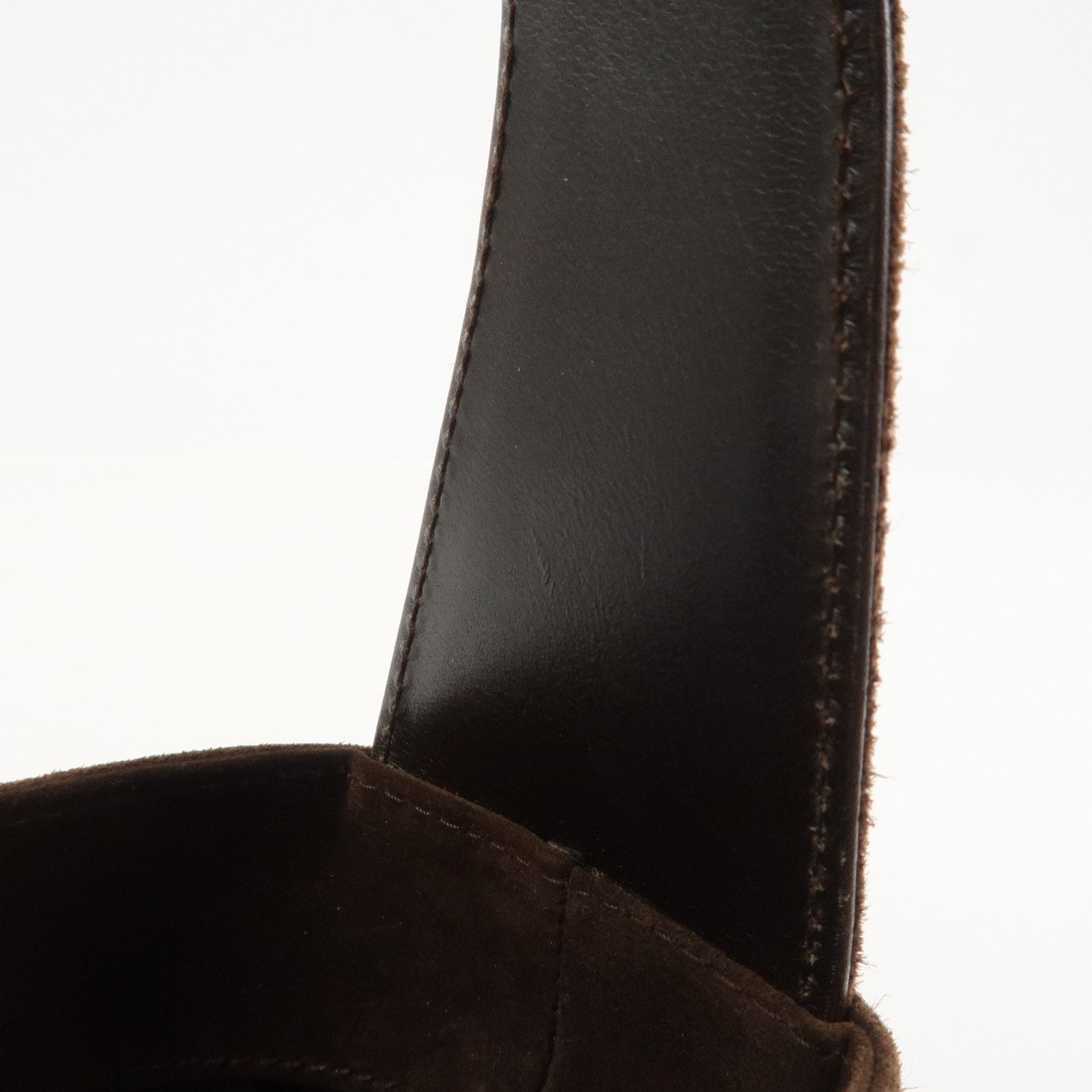 Ferragamo Vara Ribbon Suede Leather Hand Bag Brown Gold