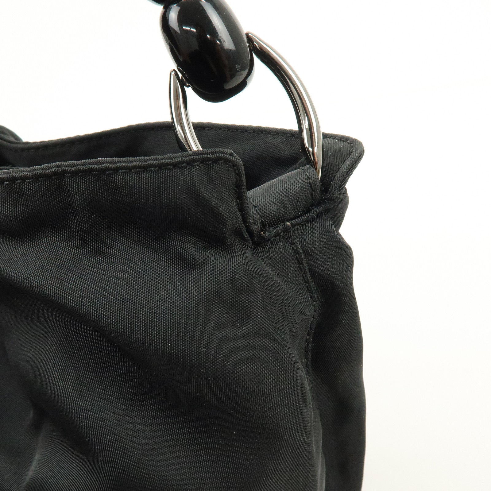 Christian Dior Malice Pearl Nylon Hand Bag Shoulder Bag Black