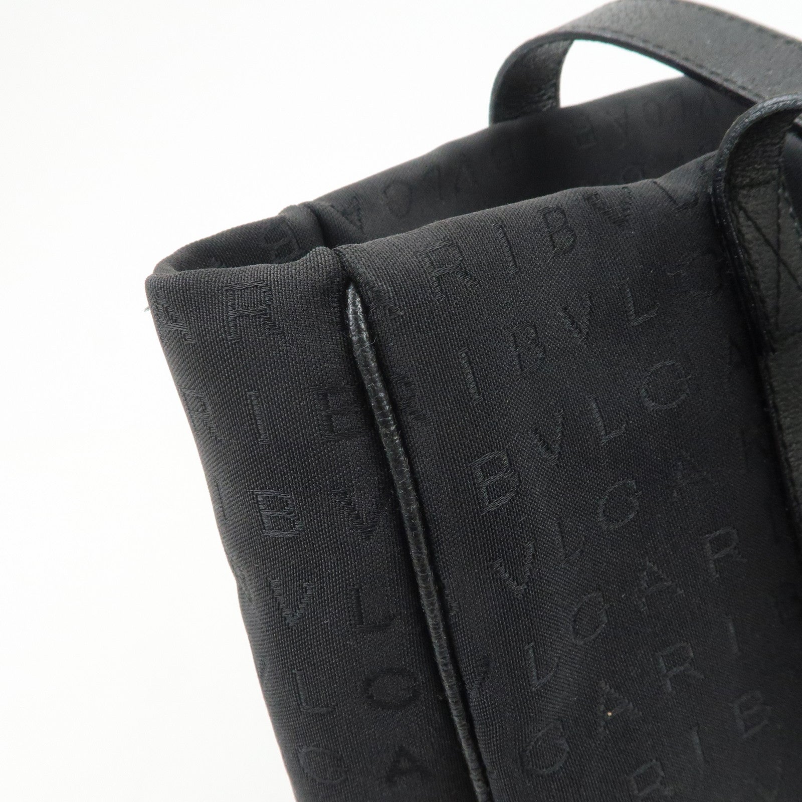 BVLGARI Logomania Canvas Leather Tote Bag Shoulder Bag Black