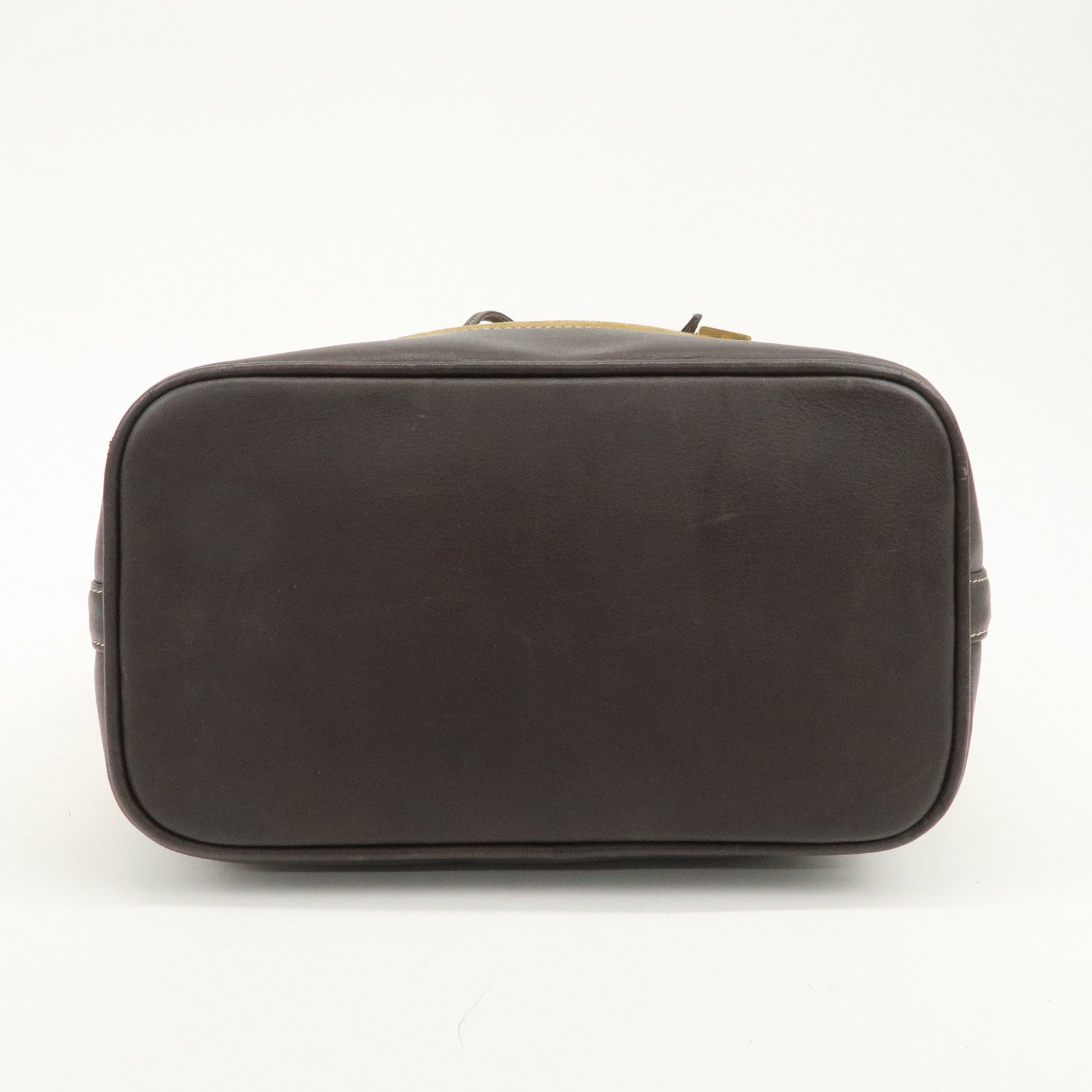 LOEWE Anagram Logo Suede Leather Shoulder Bag Brown