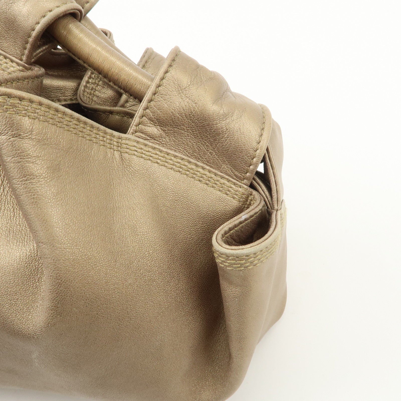 LOEWE Anagram Nappa Aire Leather Hand Bag Shoulder Bag Gold Used