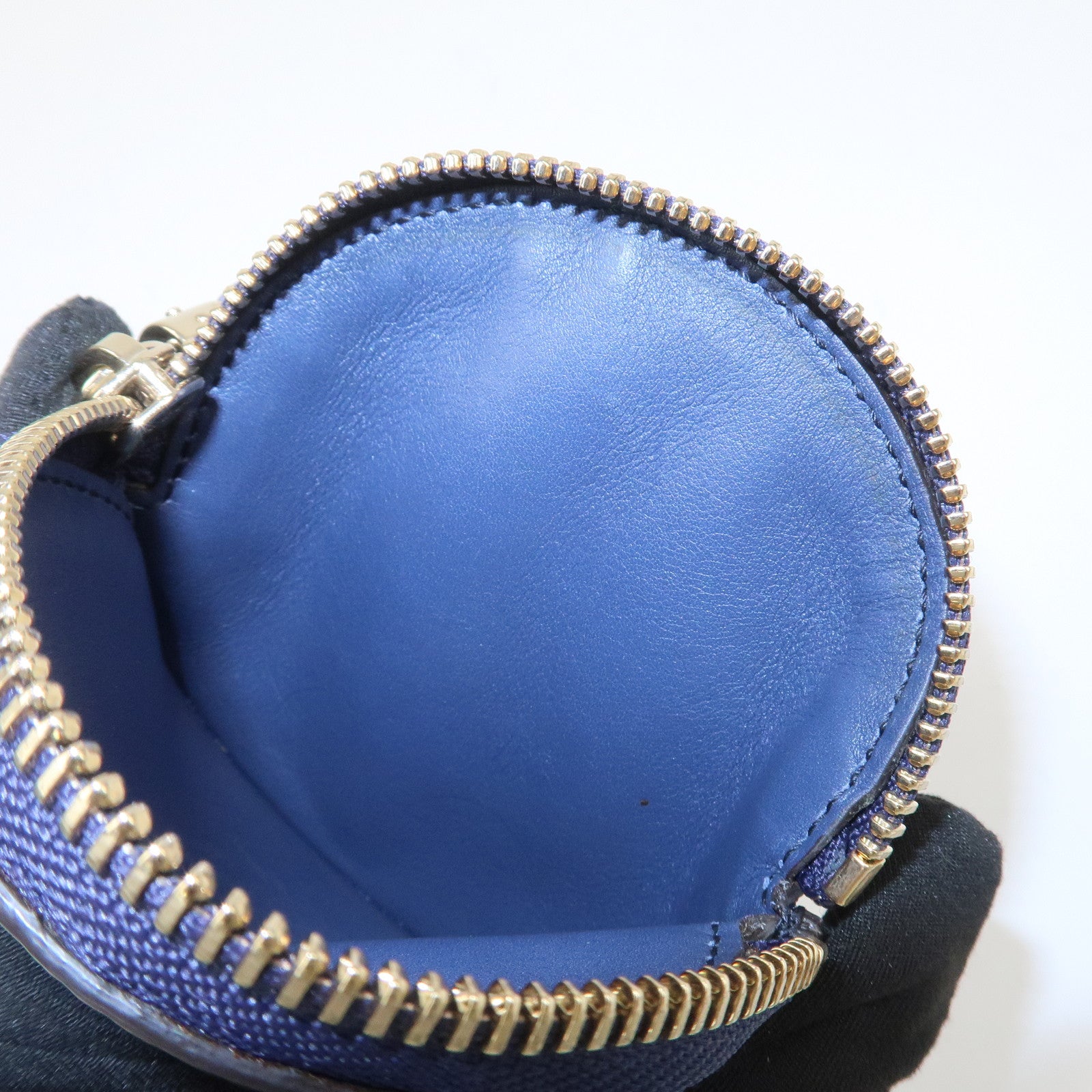 GUCCI Interlocking G Patent Leather Coin Case Navy 337946