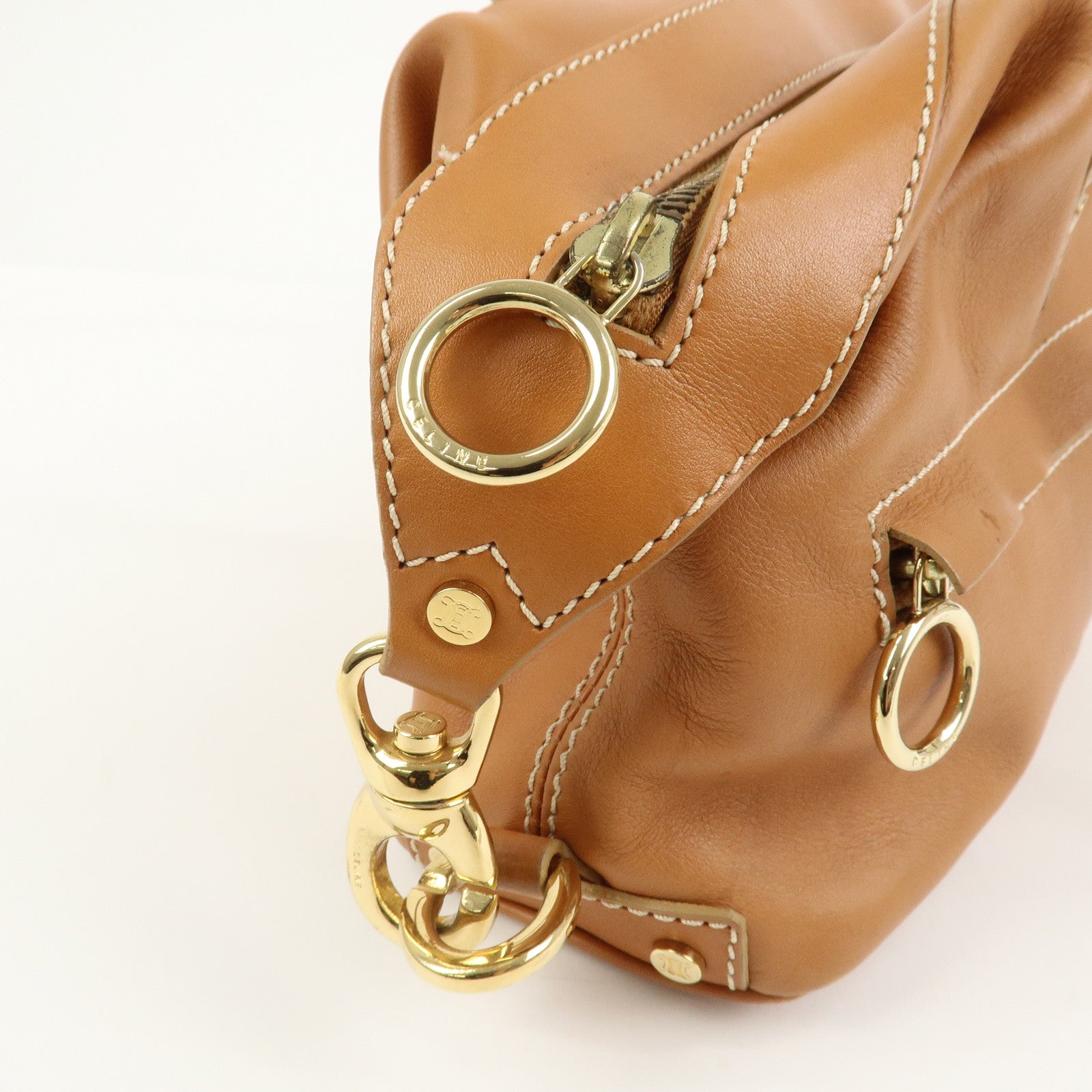 CELINE Macadam Leather Shoulder Bag Hand Bag Brown