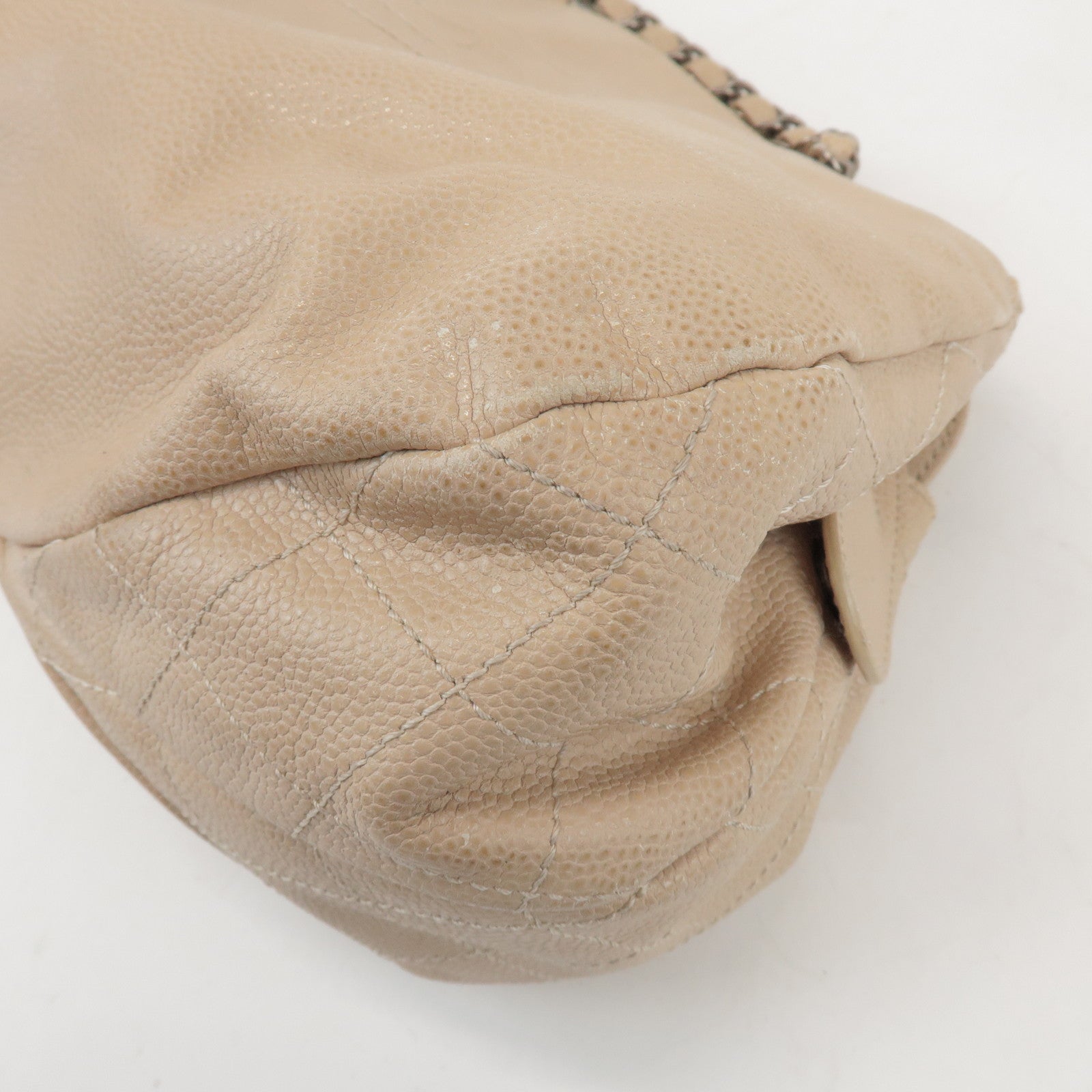 CHANEL COCO Mark Caviarskin Chain Shoulder Bag Hand Bag Beige