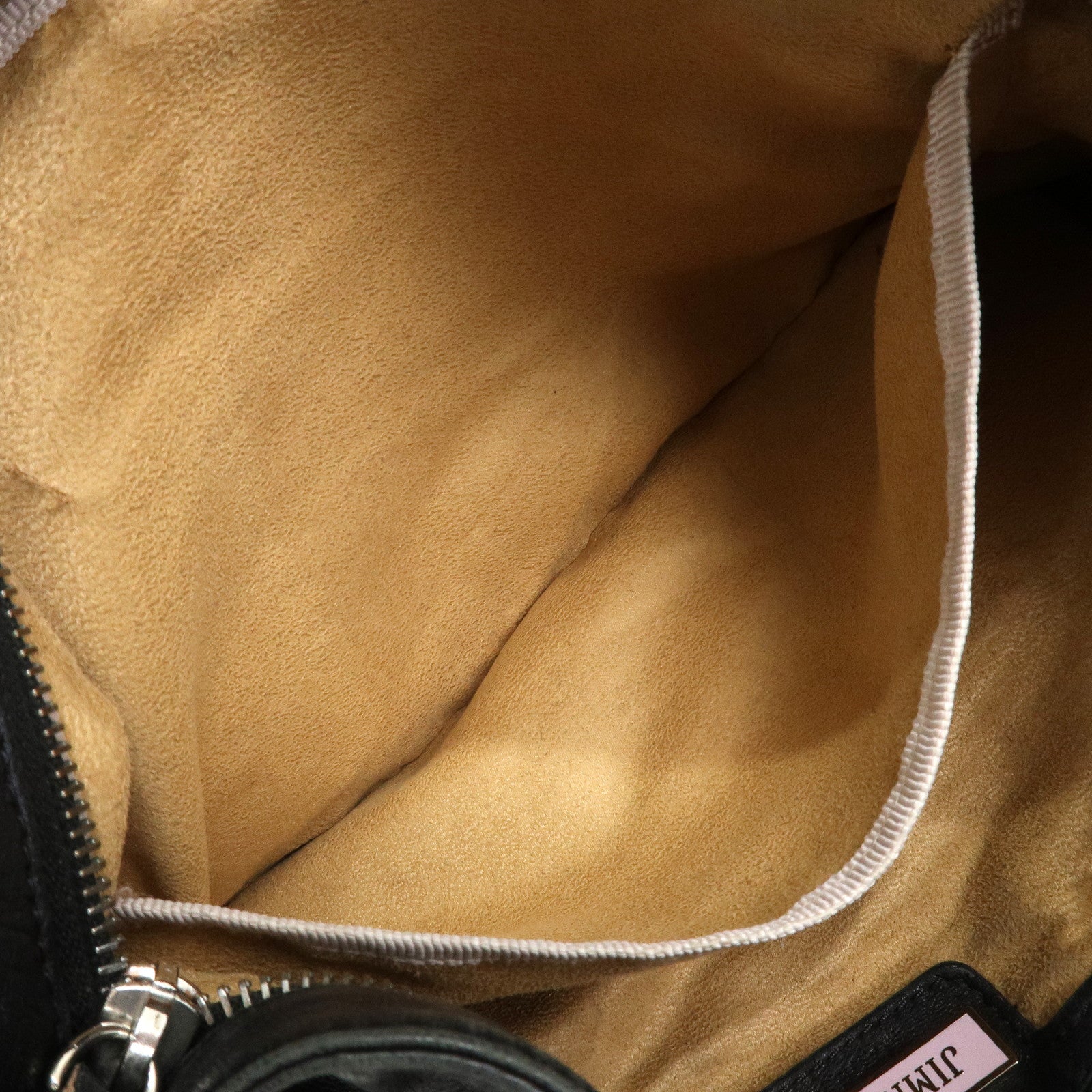 JIMMY CHOO Studs Leather Shoulder Bag Hand Bag Black