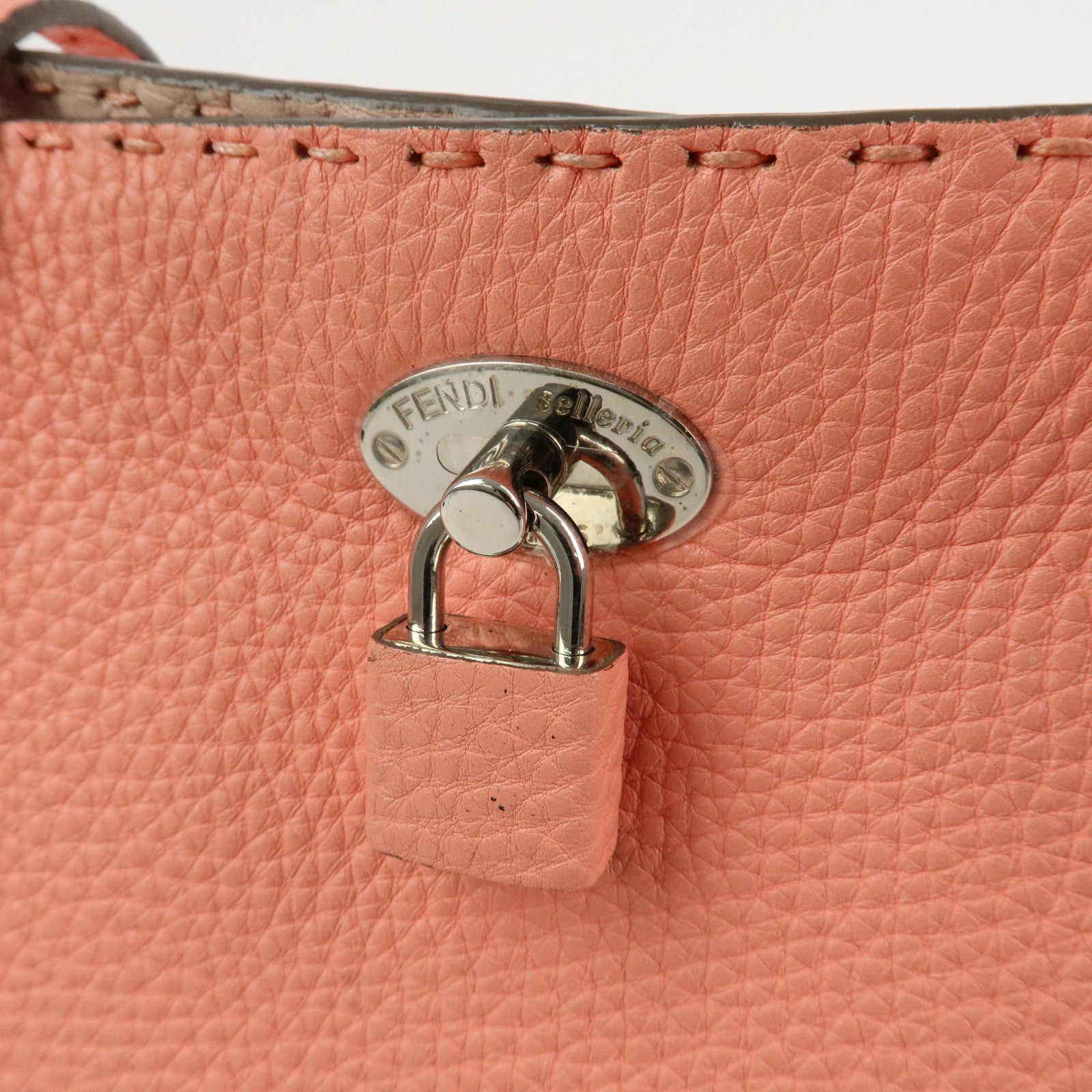 FENDI Selleria Carla Leather Tote Bag Shoulder Bag Pink 8BH257