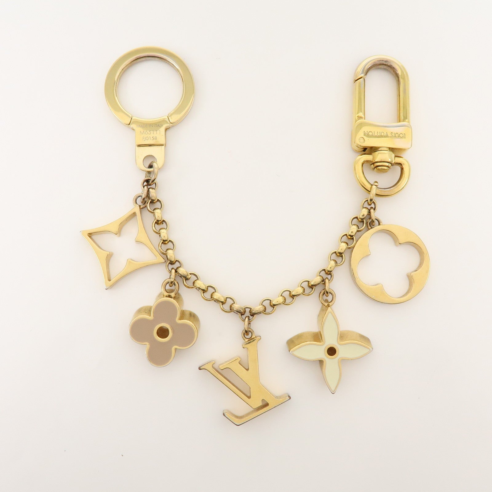 Louis Vuitton Fleur de Monogram Bag Charm Key Chain Gold M65111