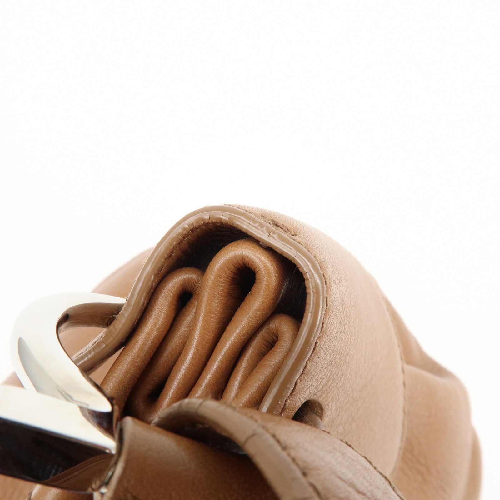 Ferragamo Gancini Leather Shoulder Bag Hand Bag Charm Brown