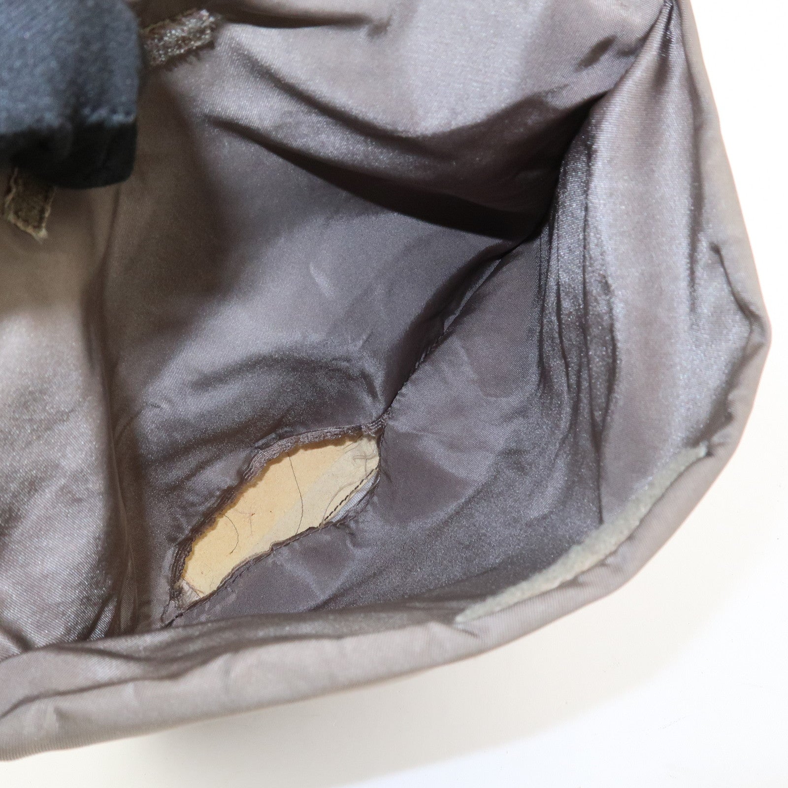 PRADA Triangle Logo Nylon Tote Bag Hand Bag Gray