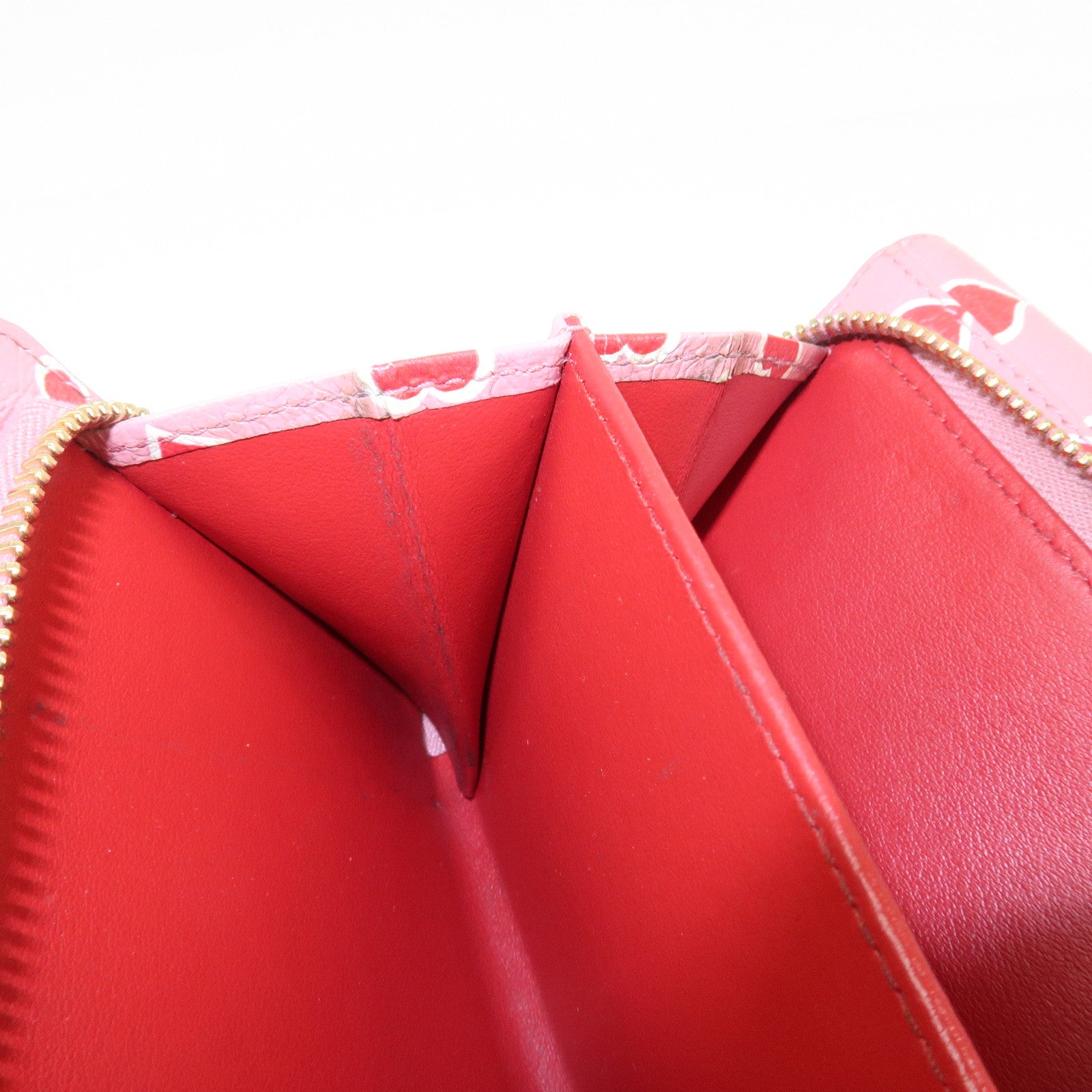 MIU MIU Leather Heart Bi-fold Wallet Pink Red 5ML014 Used