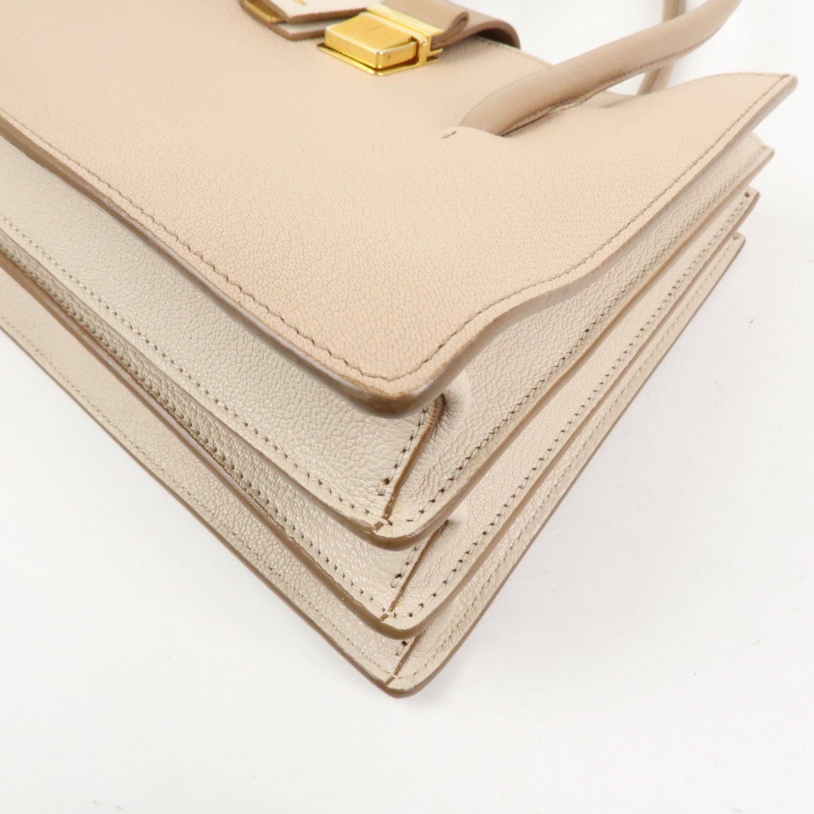 MIU MIU Madras Leather 2Way Bag Hand Bag Shoulder Bag Beige