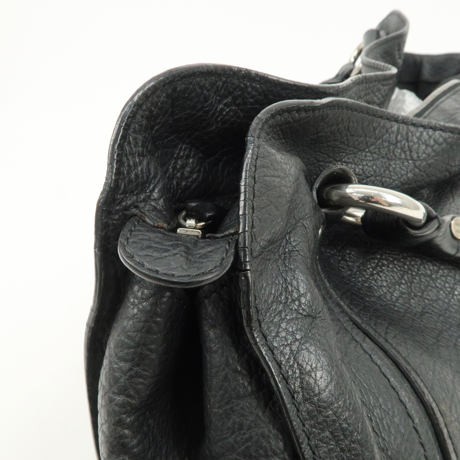 CELINE Bittersweet Leather Shoulder Bag Hand Bag Black