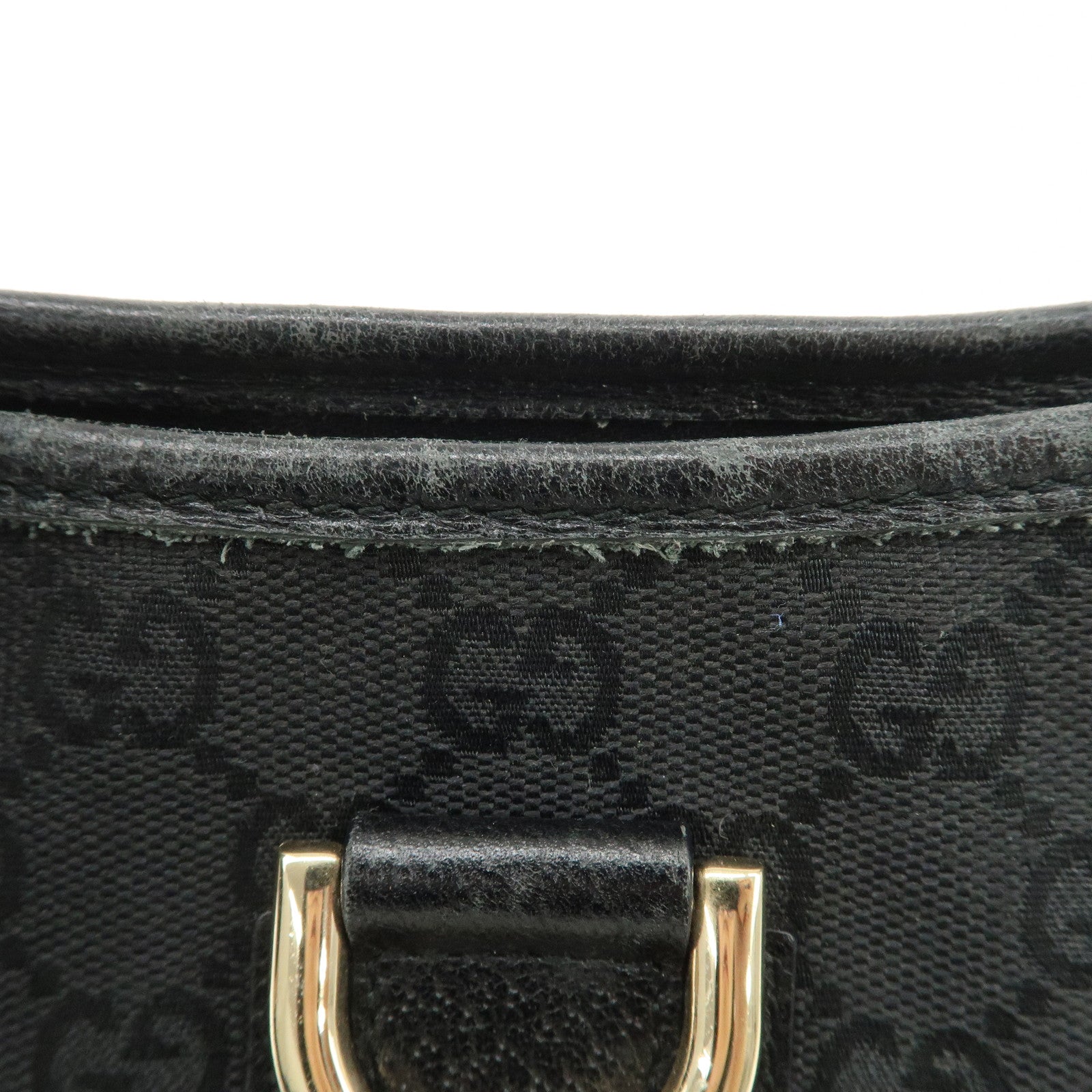 GUCCI Abbey GG Canvas Leather One Shoulder Bag Black Gold Hardware 130939 Used