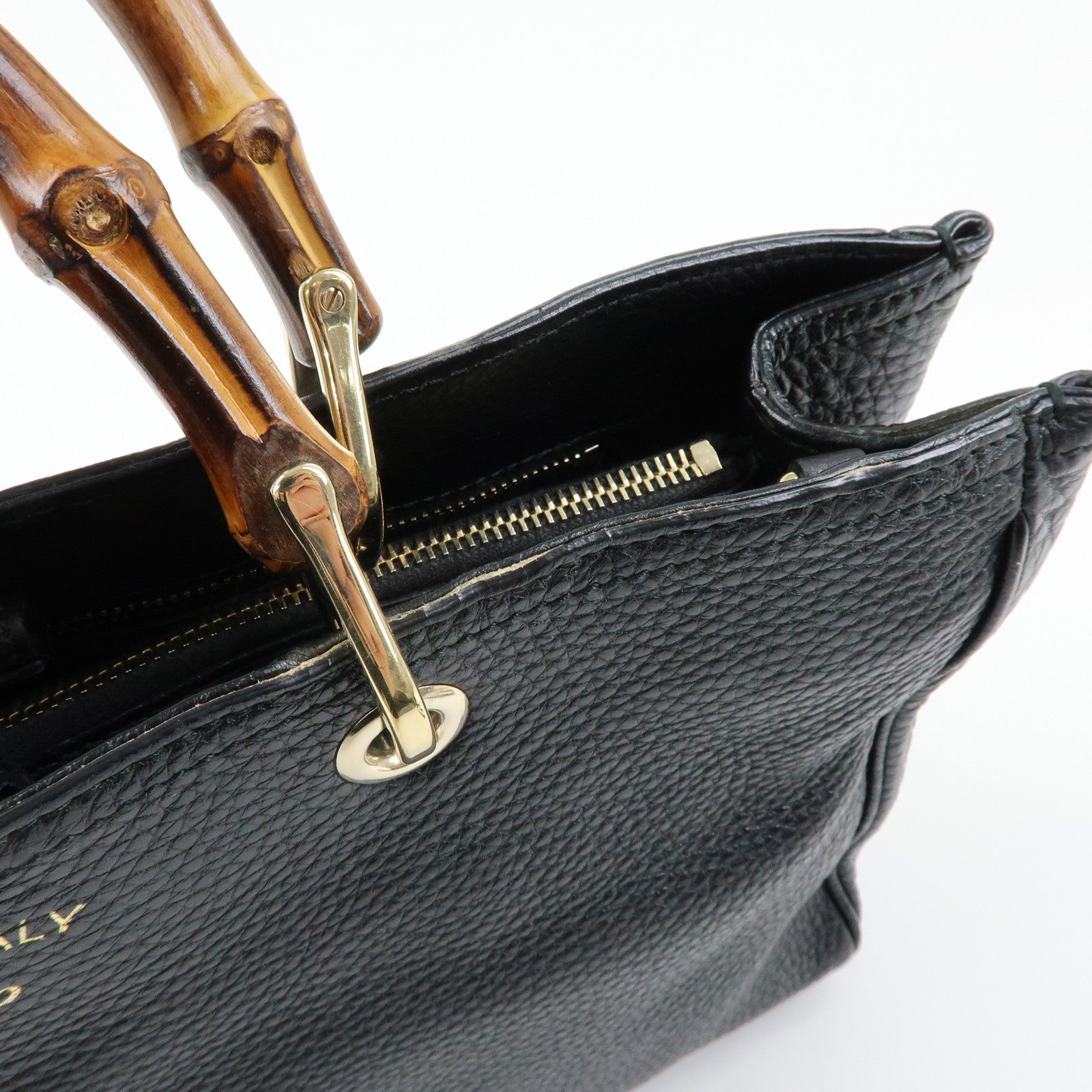 GUCCI Bamboo Leather Shopper Medium 2Way Bag Shoulder Bag 323660