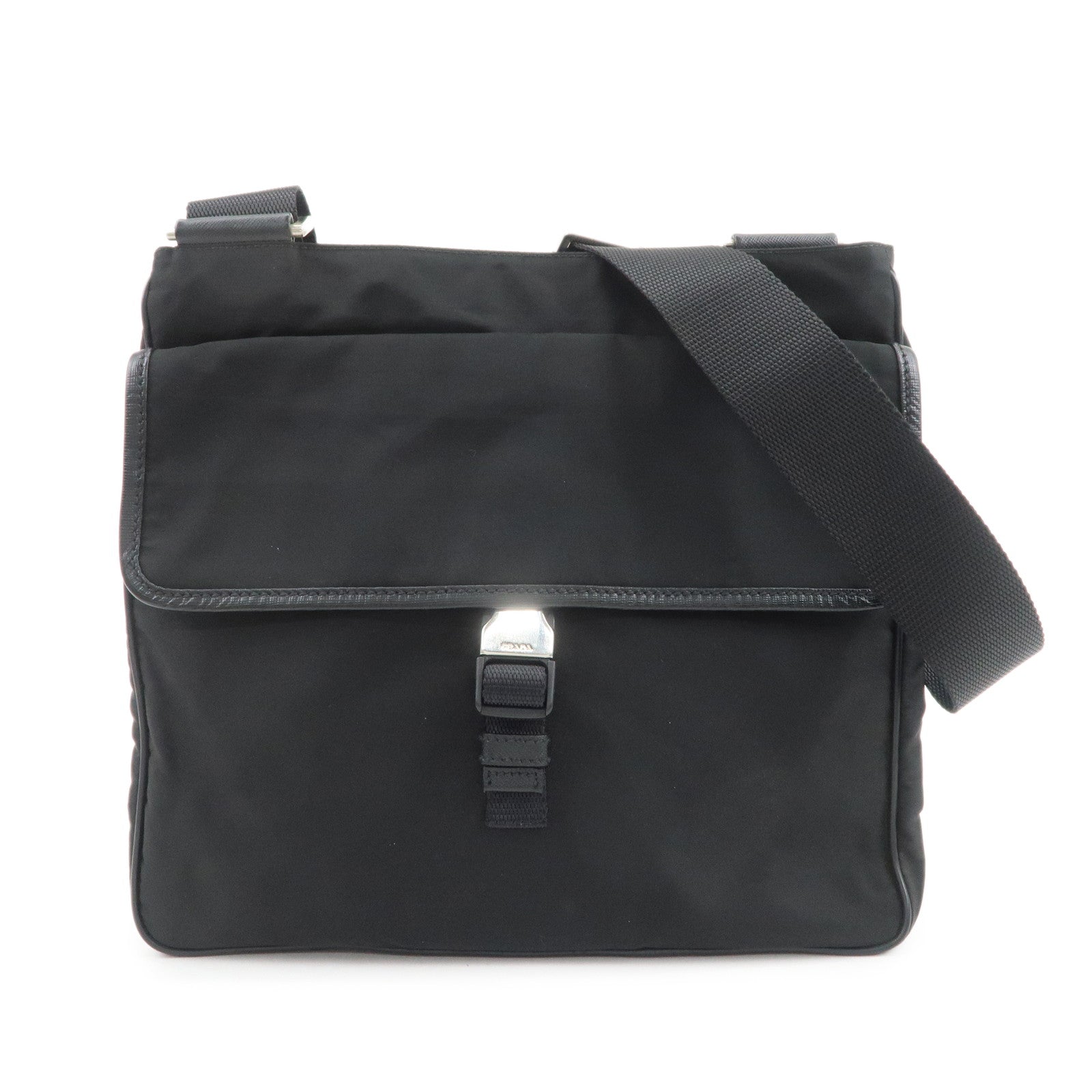 PRADA Nylon Saffiano Leather Shoulder Crossbody Bag Black VA0269