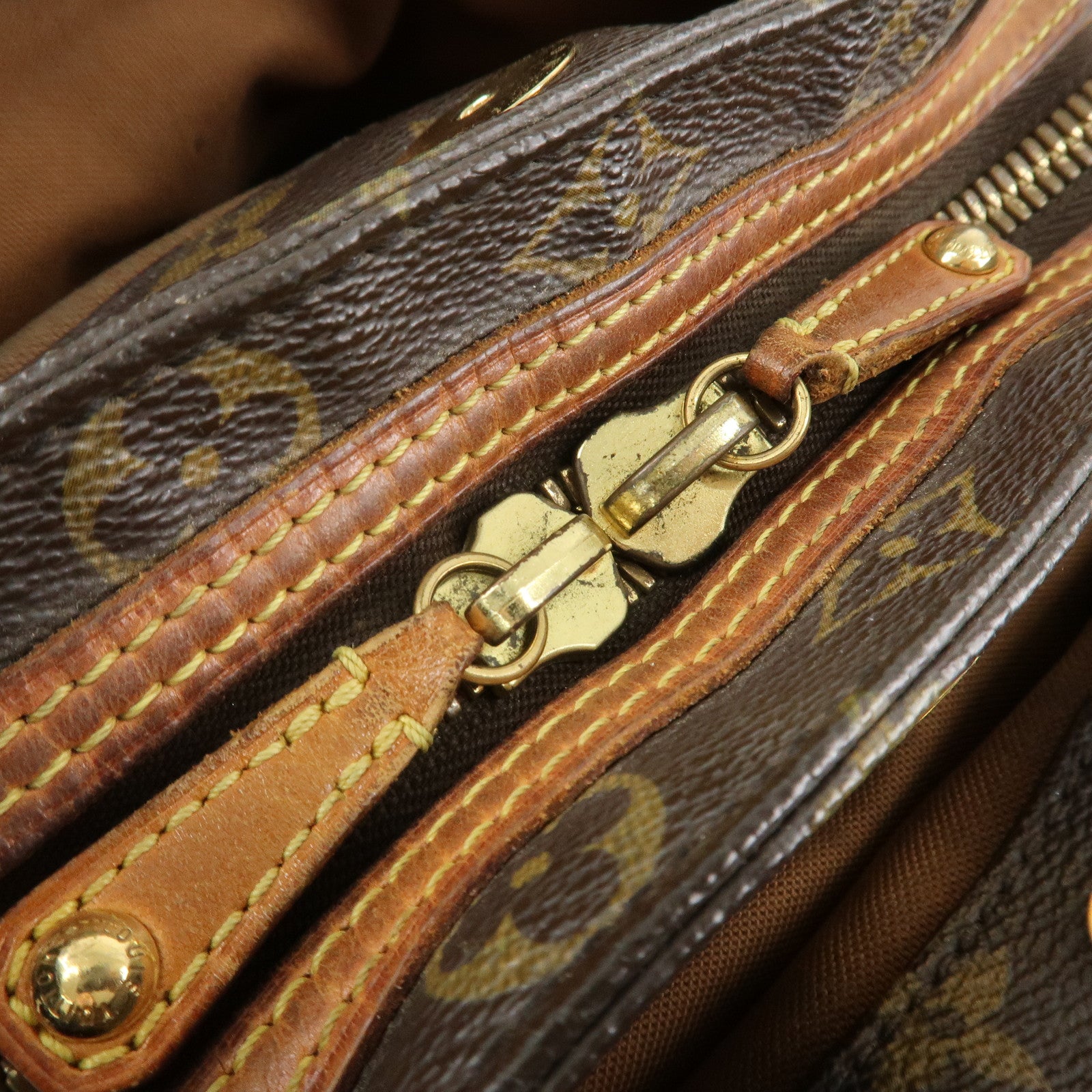 Louis Vuitton Monogram Canvas Rivet Hand Bag Shoulder Bag M40140 Used