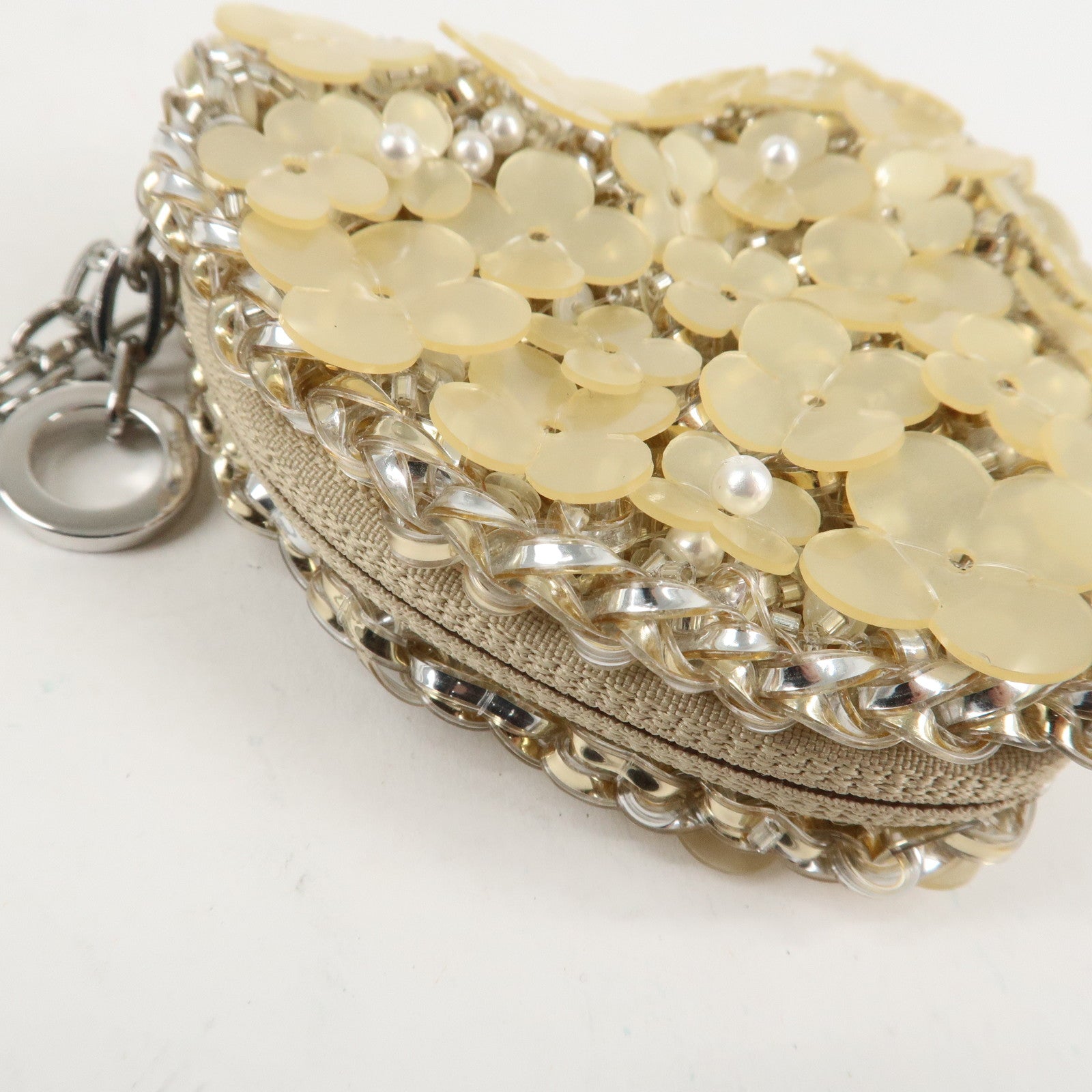 ANTEPRIMA Heart Flower Plastic Bijou Pouch Accessory Case Beige Used