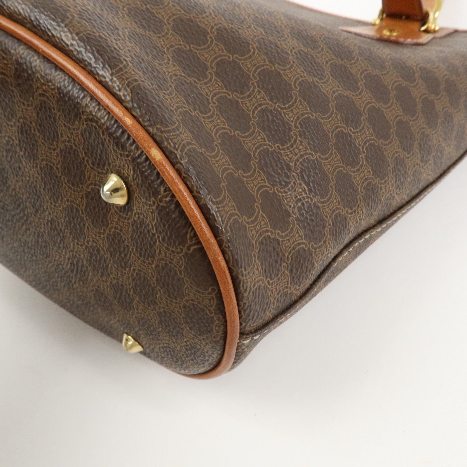 CELINE Macadam PVC Leather Tote Bag Shoulder Bag Hand Bag Brown