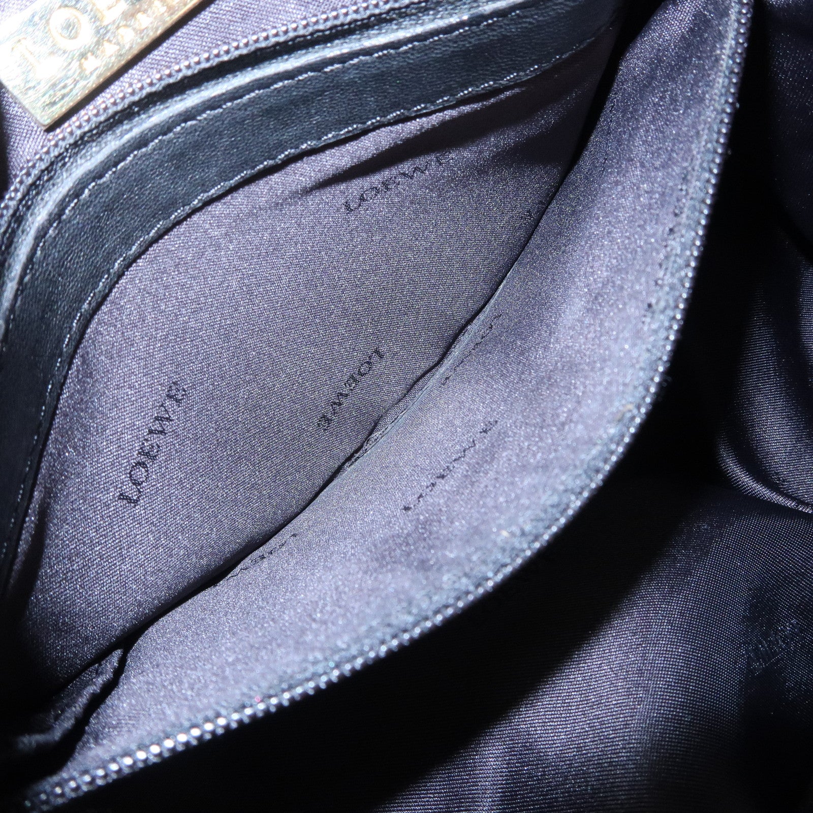 LOEWE Logo Leather Shoulder Bag Hand Bag Black