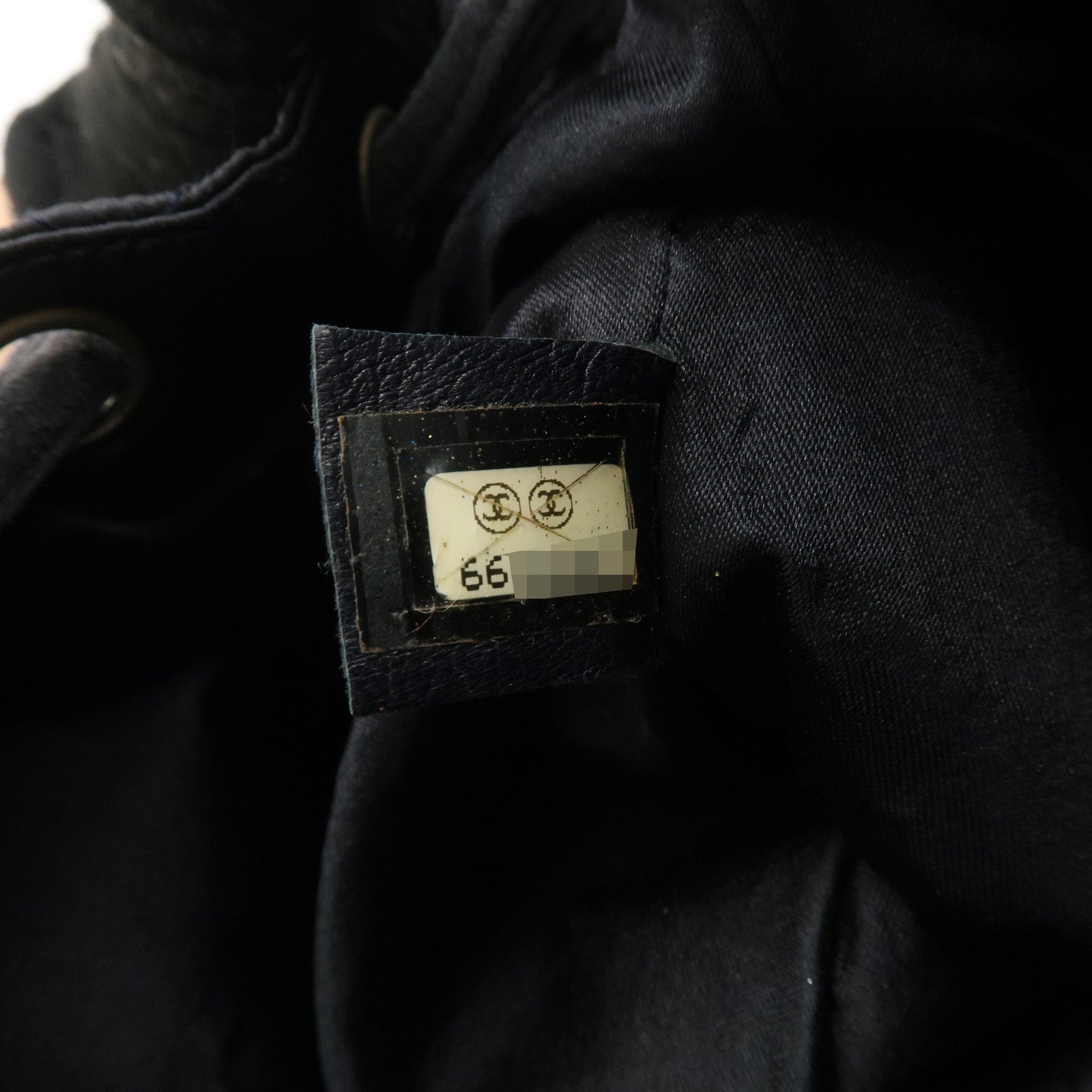 CHANEL Matelasse Satin Suede Drawstring Back Pack Black Used