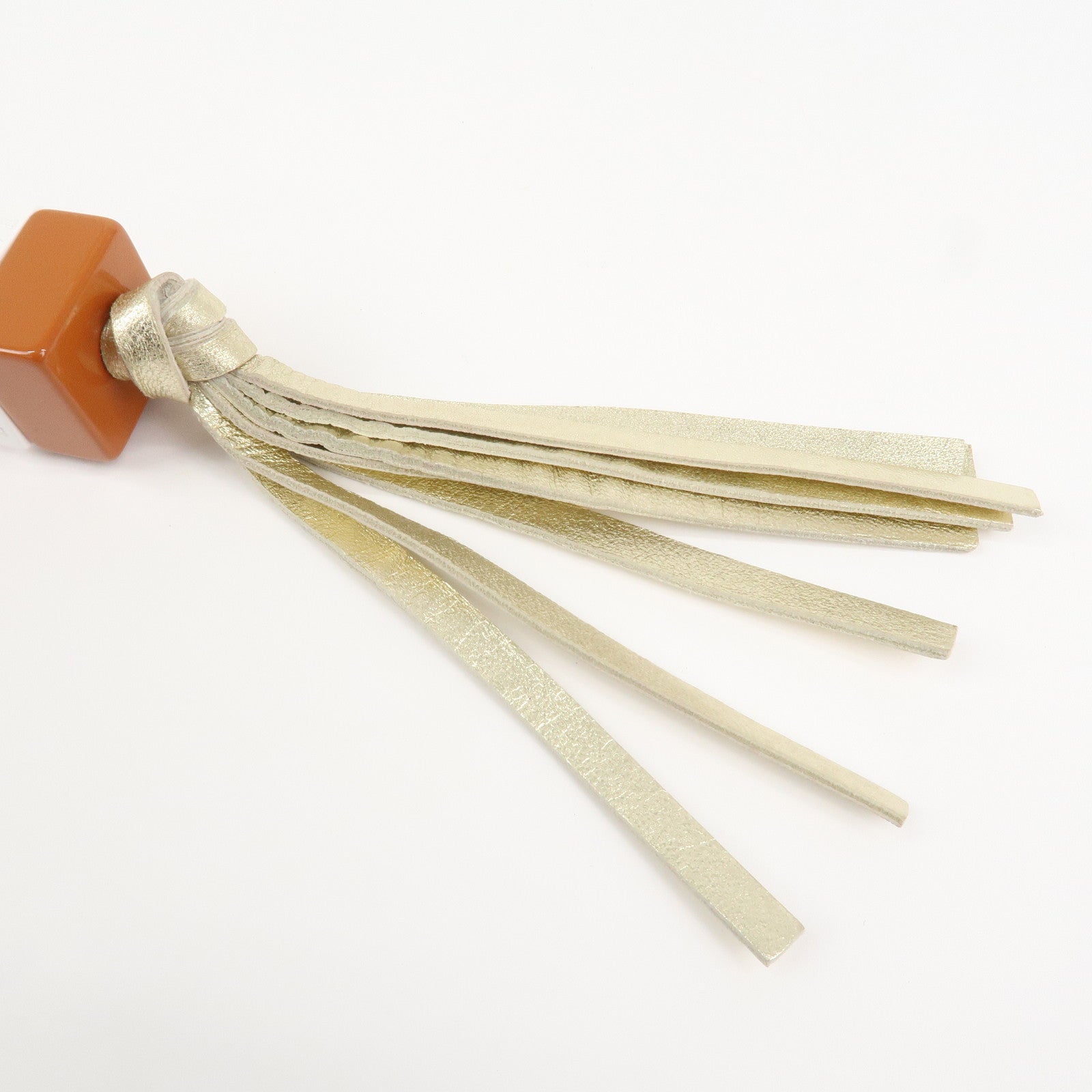 LOEWE Logo Leather Plastic Bag Charm Key Charm Key Chain Gold Pink