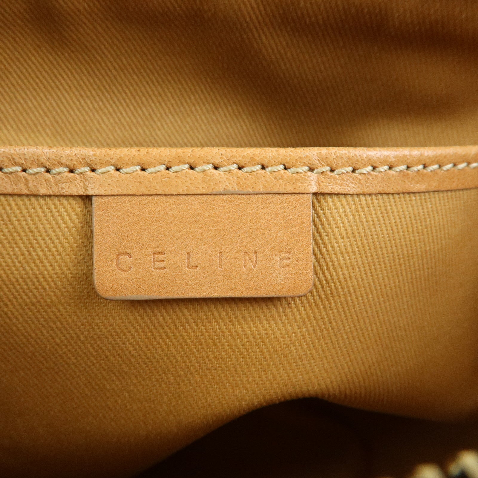 CELINE Macadam PVC Leather Hand Bag Shoulder Bag Beige