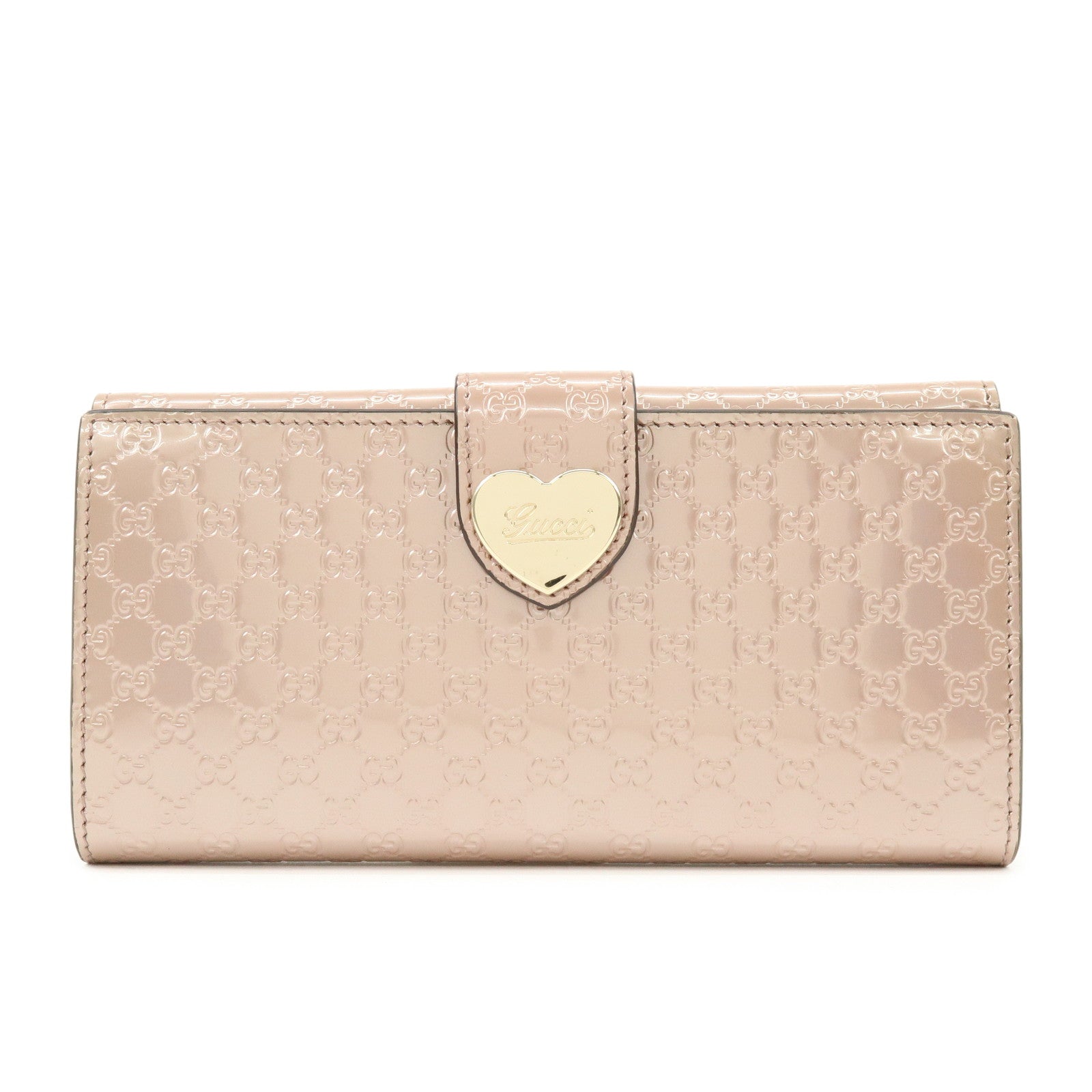 GUCCI Lovely Heart Microguccissima Bi-fold Long Wallet Pink 203550
