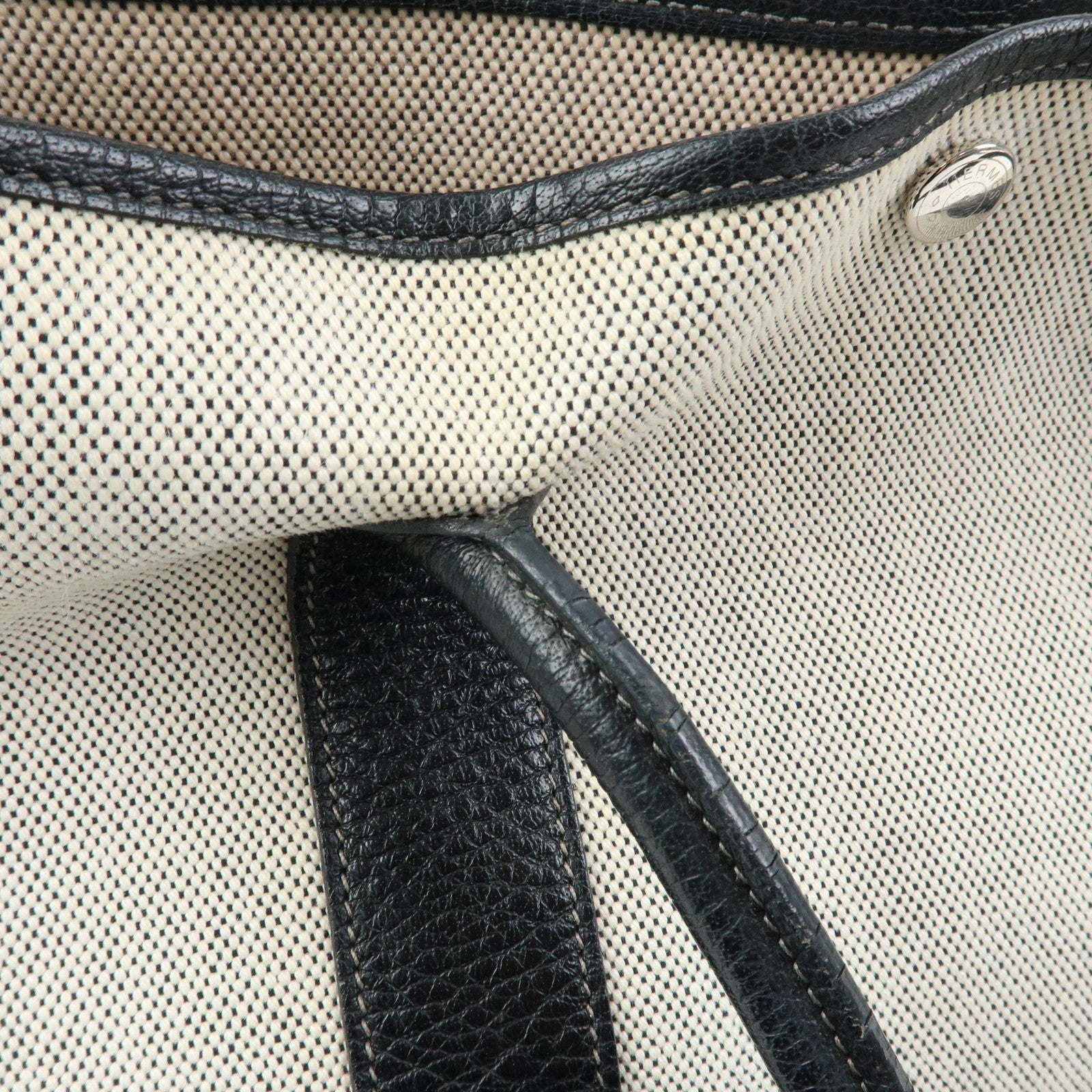 HERMES Toile Ash Negonda Garden Party PM □J Stamped Tote Bag Beige