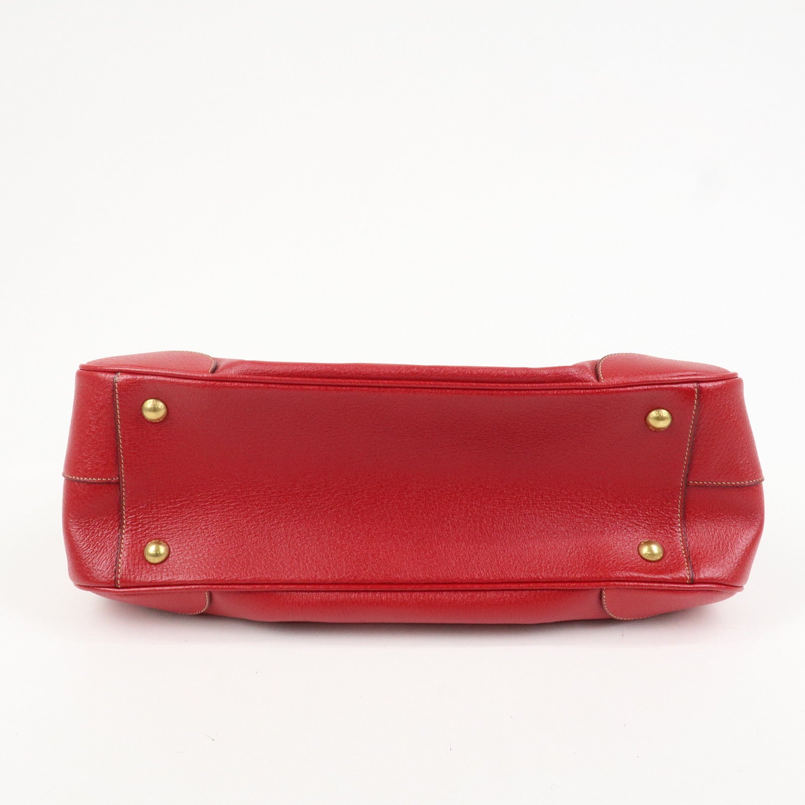 PRADA Logo Leather Hand Bag Shoulder Bag Red BR3508