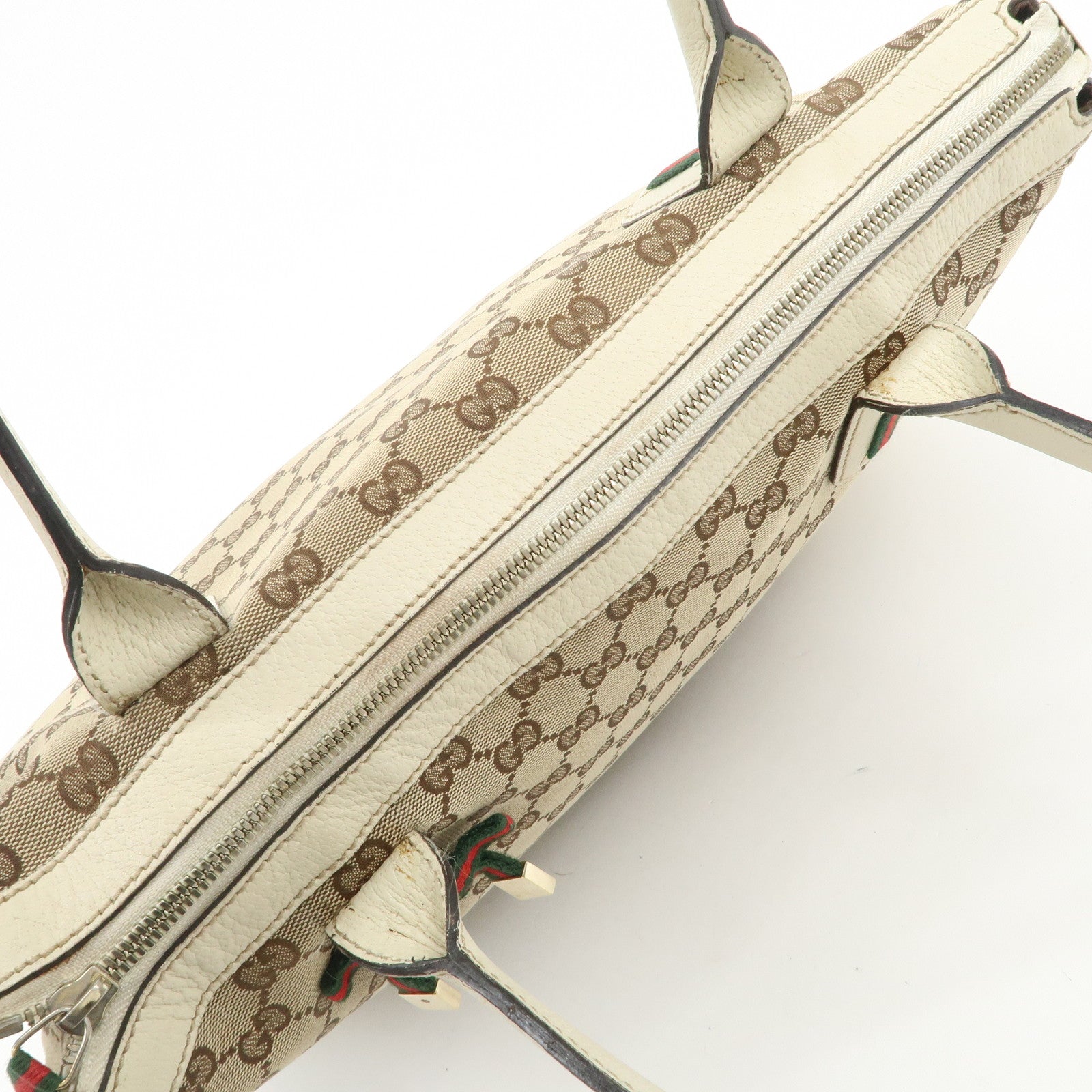 GUCCI Princy Sherry GG Canvas Leather Tote Bag Brown Ivory 177052