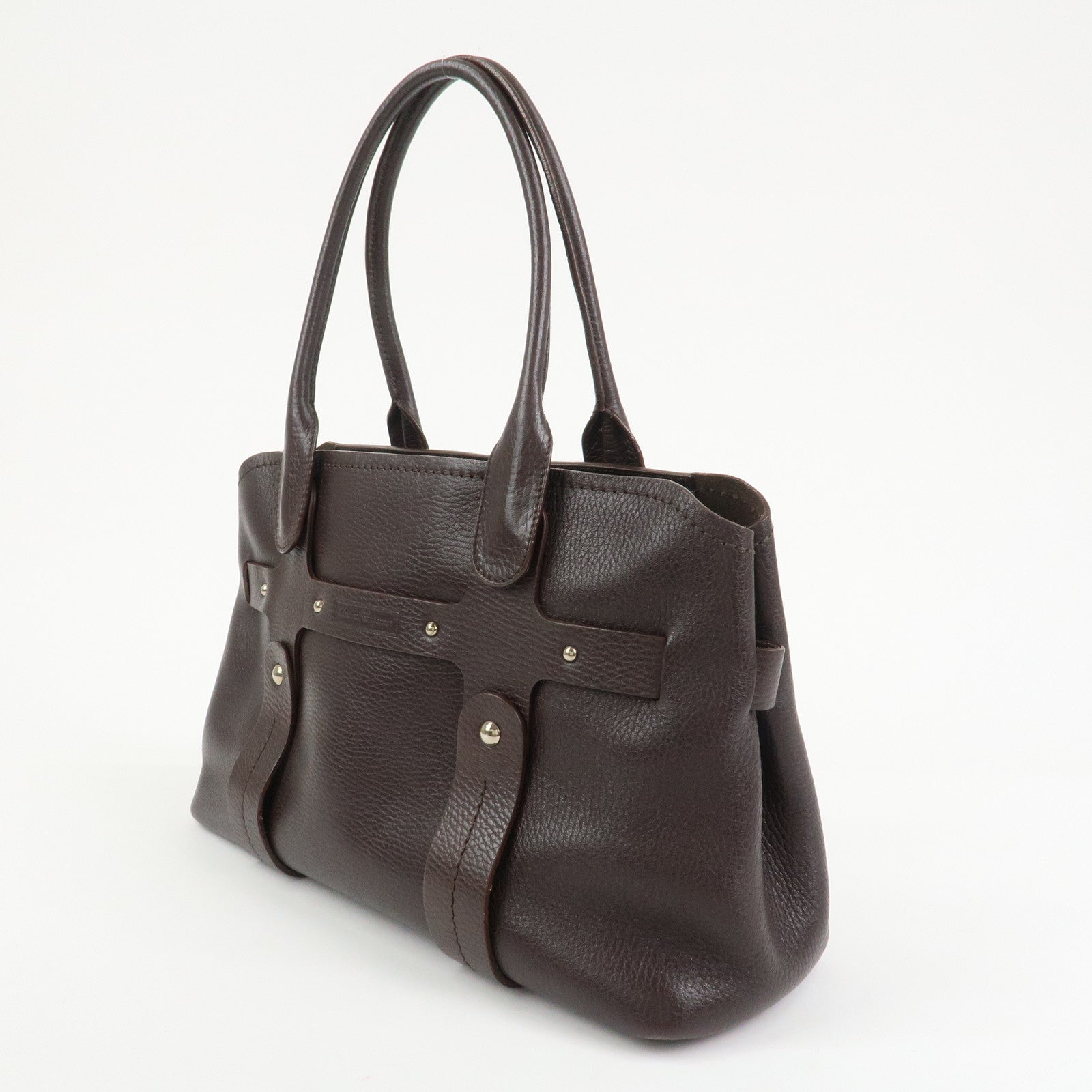 Ferragamo Logo Leather Tote Bag Shoulder Bag Brown