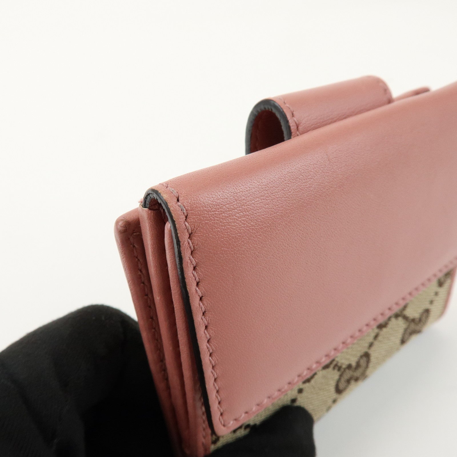 GUCCI Lovely Heart GG Monogram Canvas Leather Compact Wallet 203548