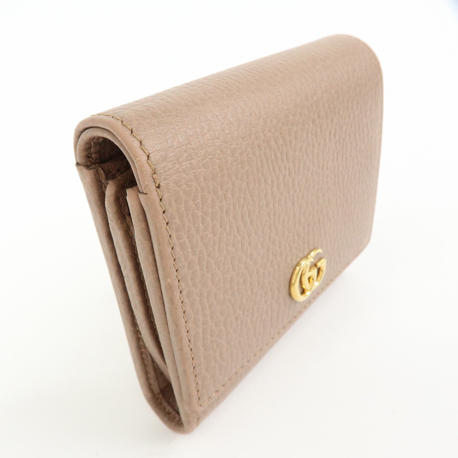 GUCCI GG Marmont Leather Compact Wallet Pink Beige 59858