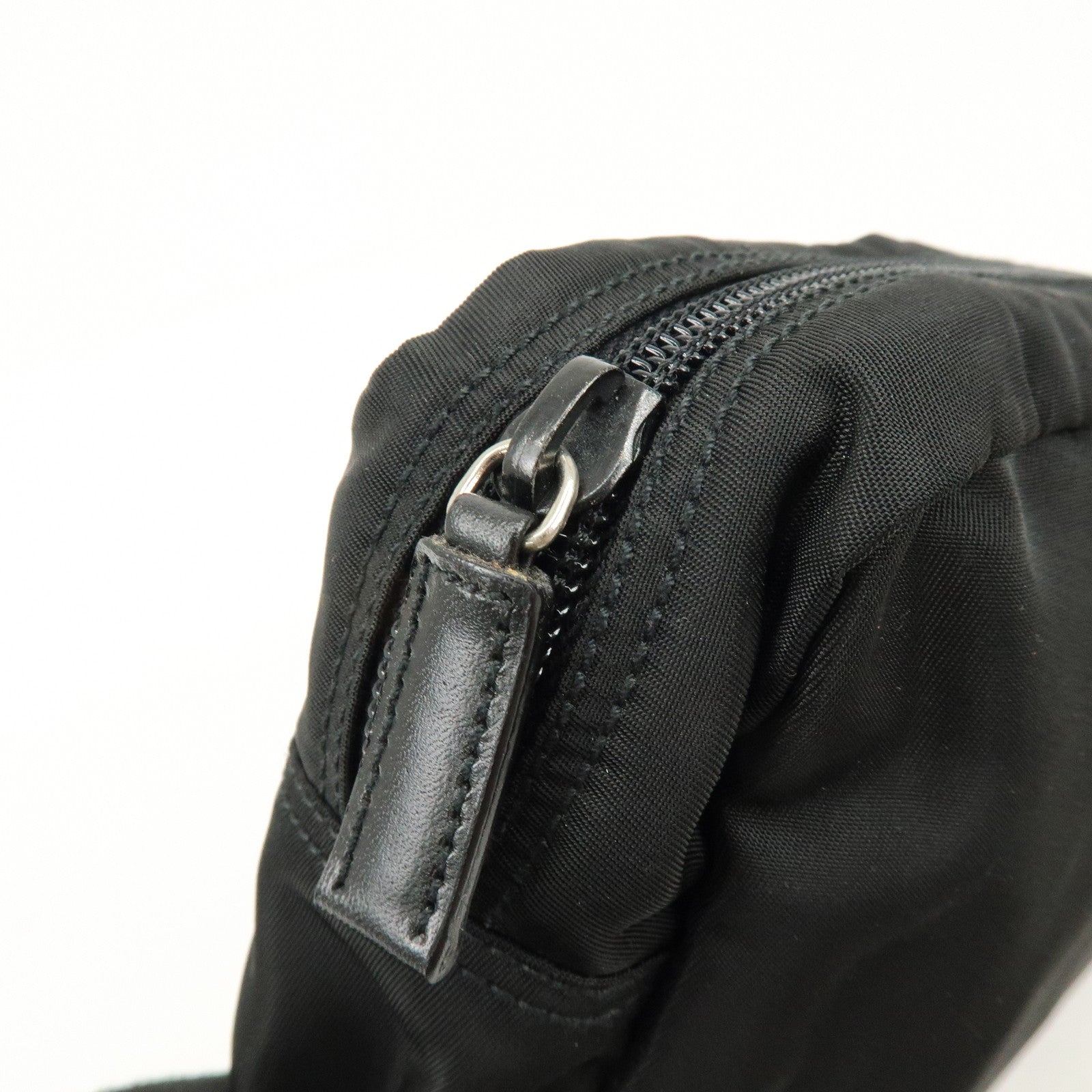 PRADA Triangle Logo Nylon Pouch Cosmetic Case Black