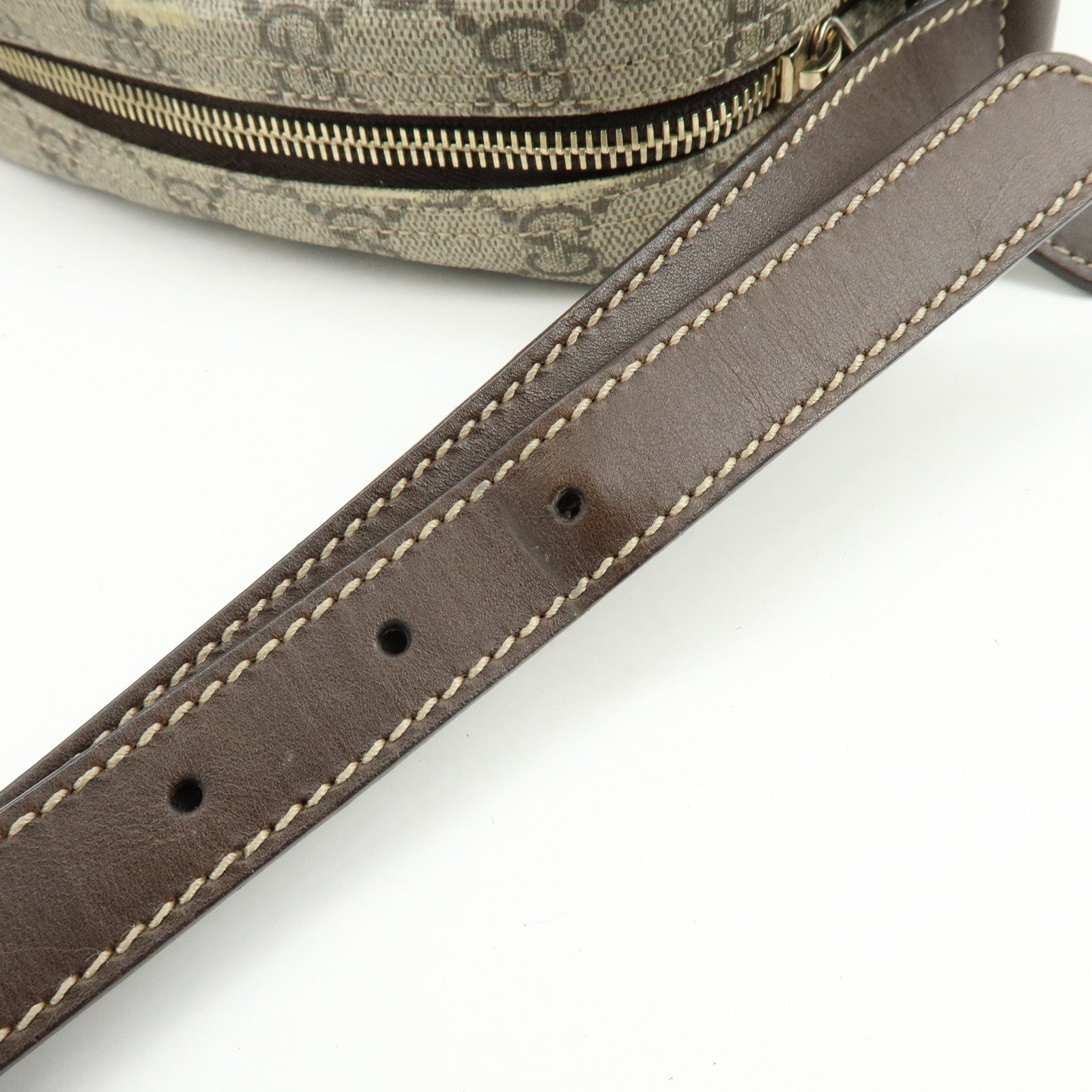 GUCCI GG Supreme Leather Shoulder Crossbody Bag Beige Brown 233268