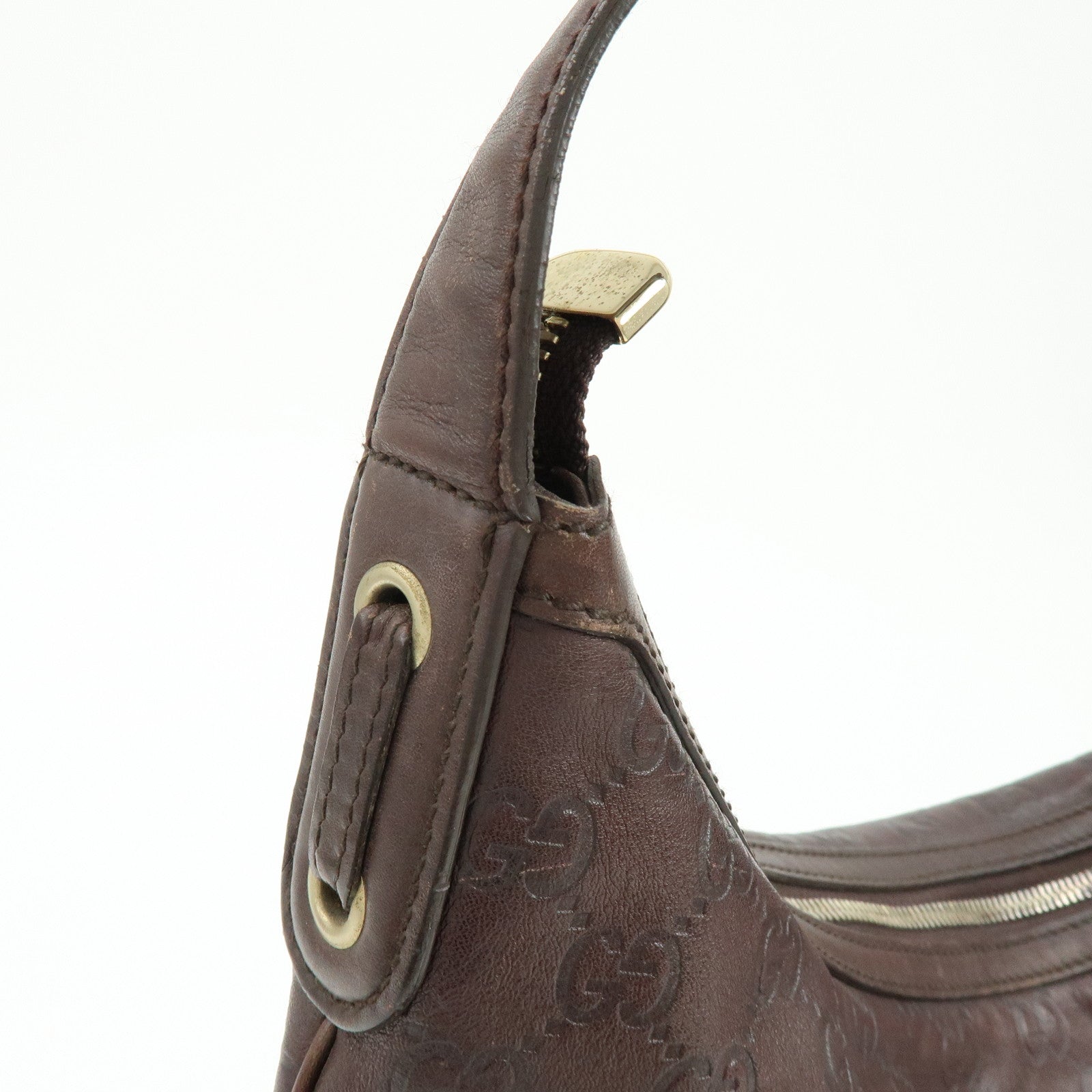 GUCCI Princy Guccissima Leather Shoulder Bag Dark Brown 162882