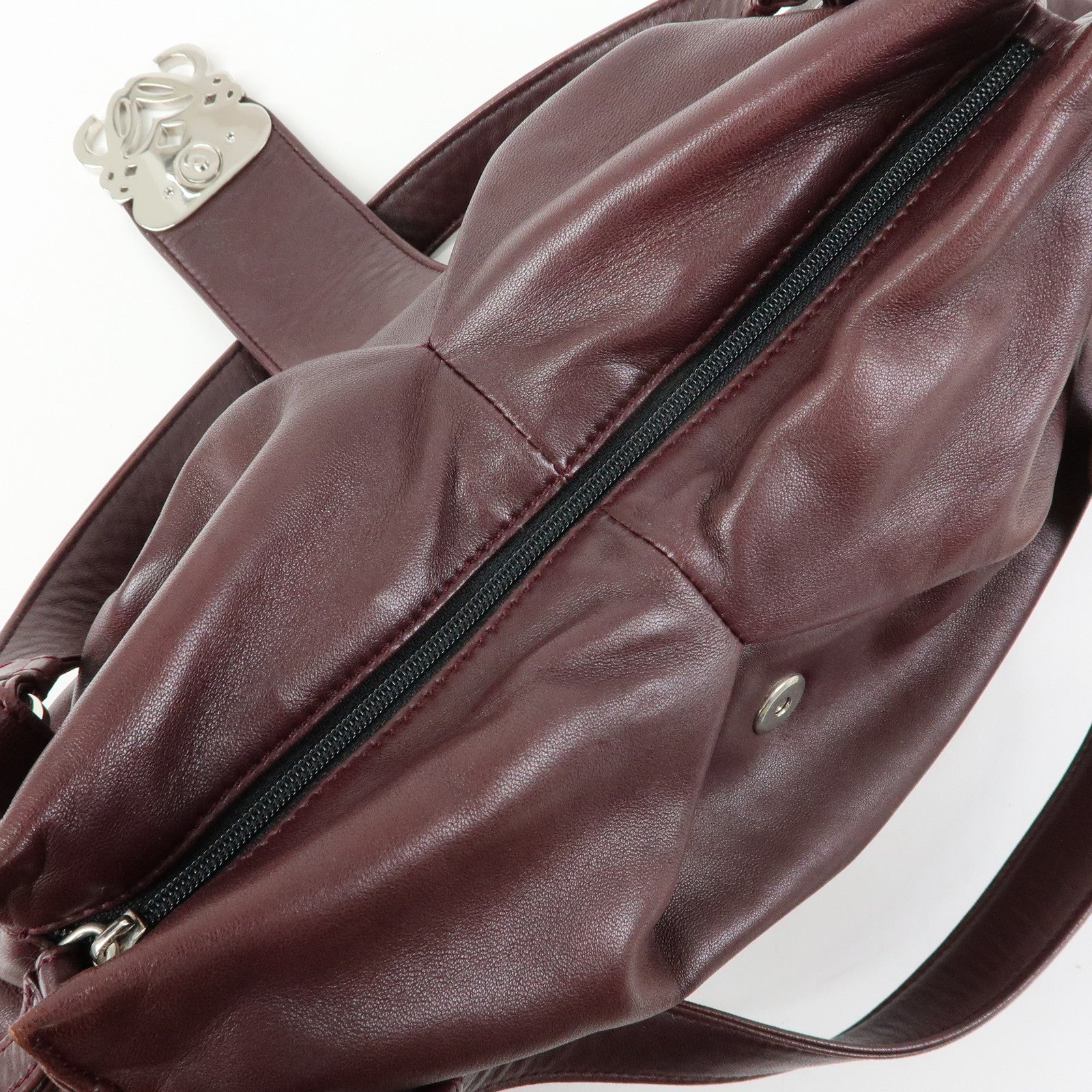 LOEWE Anagram Nappa Leather Hand Bag Shoulder Bag Bordeaux Brown