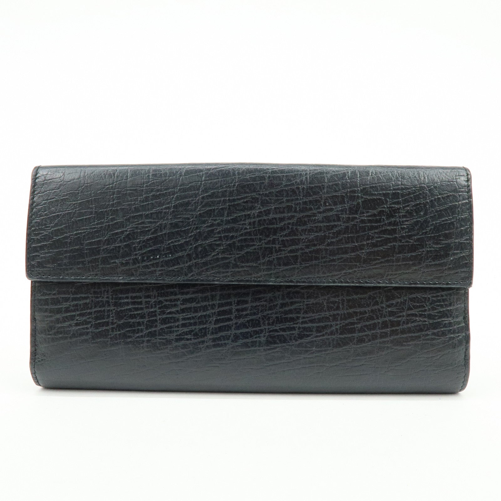 GUCCI Horsebit 1955 Embossed Leather Long Wallet Black 101602