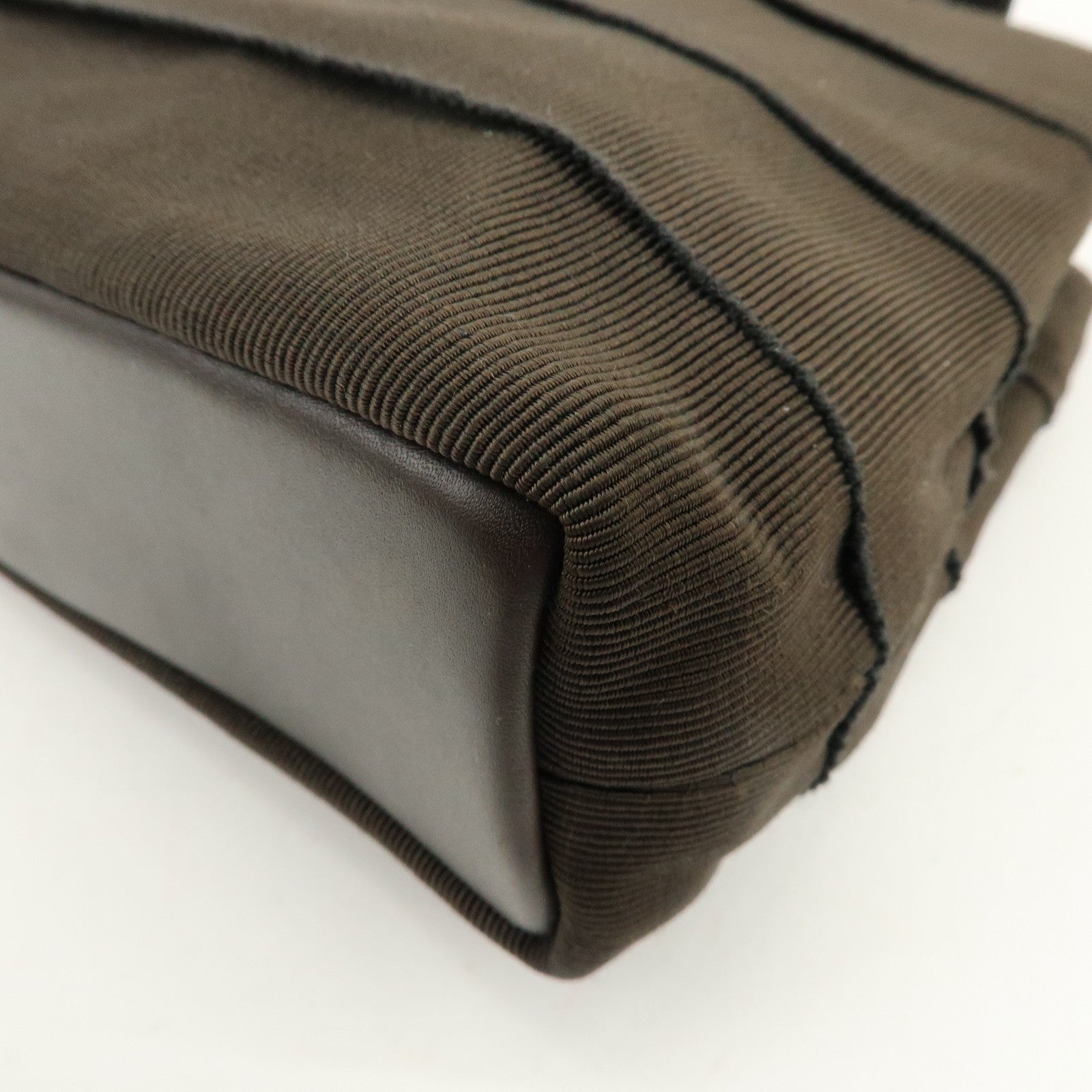 Ferragamo Canvas Leather Hand Bag Brown