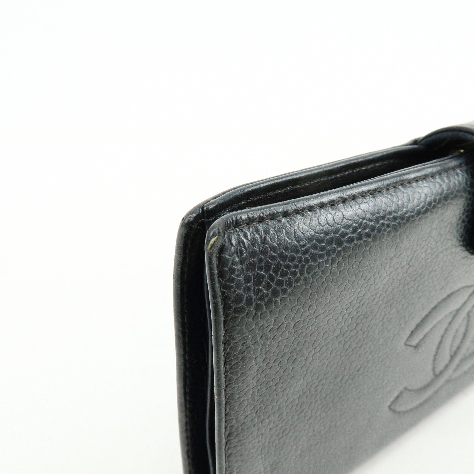 CHANEL COCO Mark Cavierskin Long Wallet Black