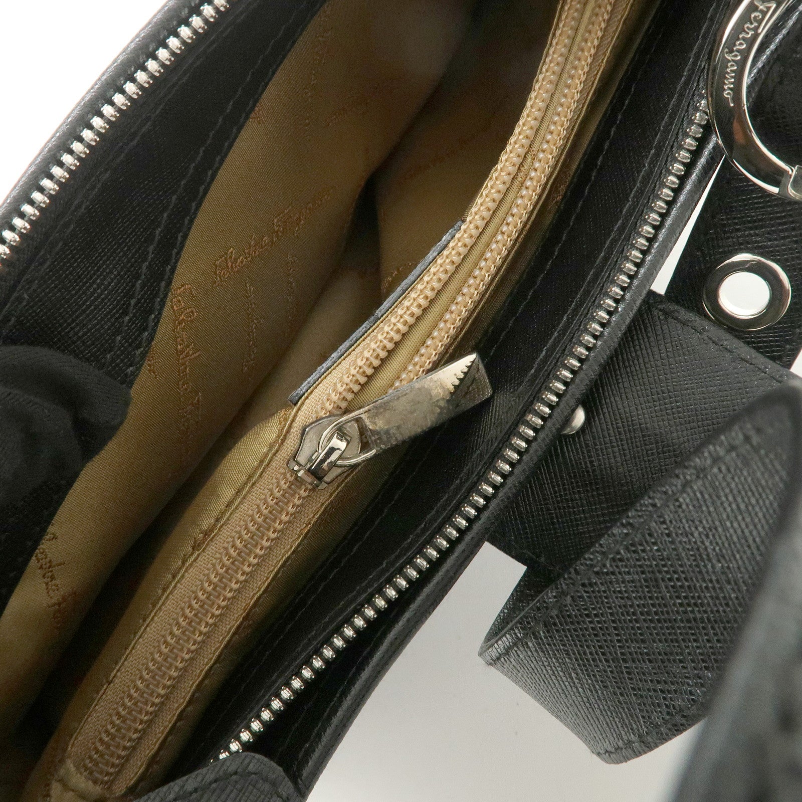 Ferragamo Gancini Leather Shoulder Bag Black