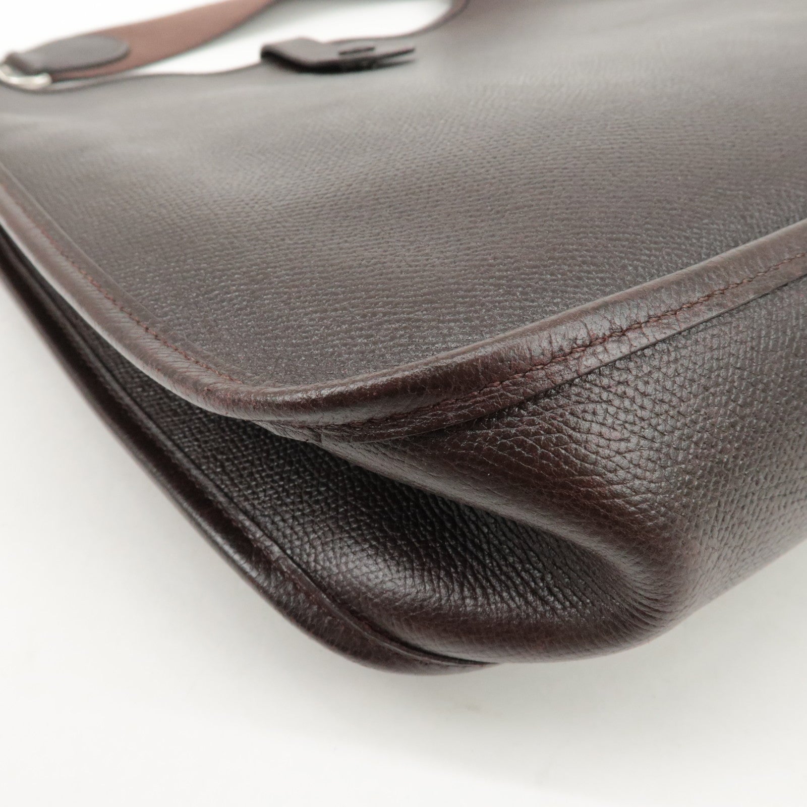 HERMES Evelyn 1GM H Engraved Leather Shoulder Bag Brown Used