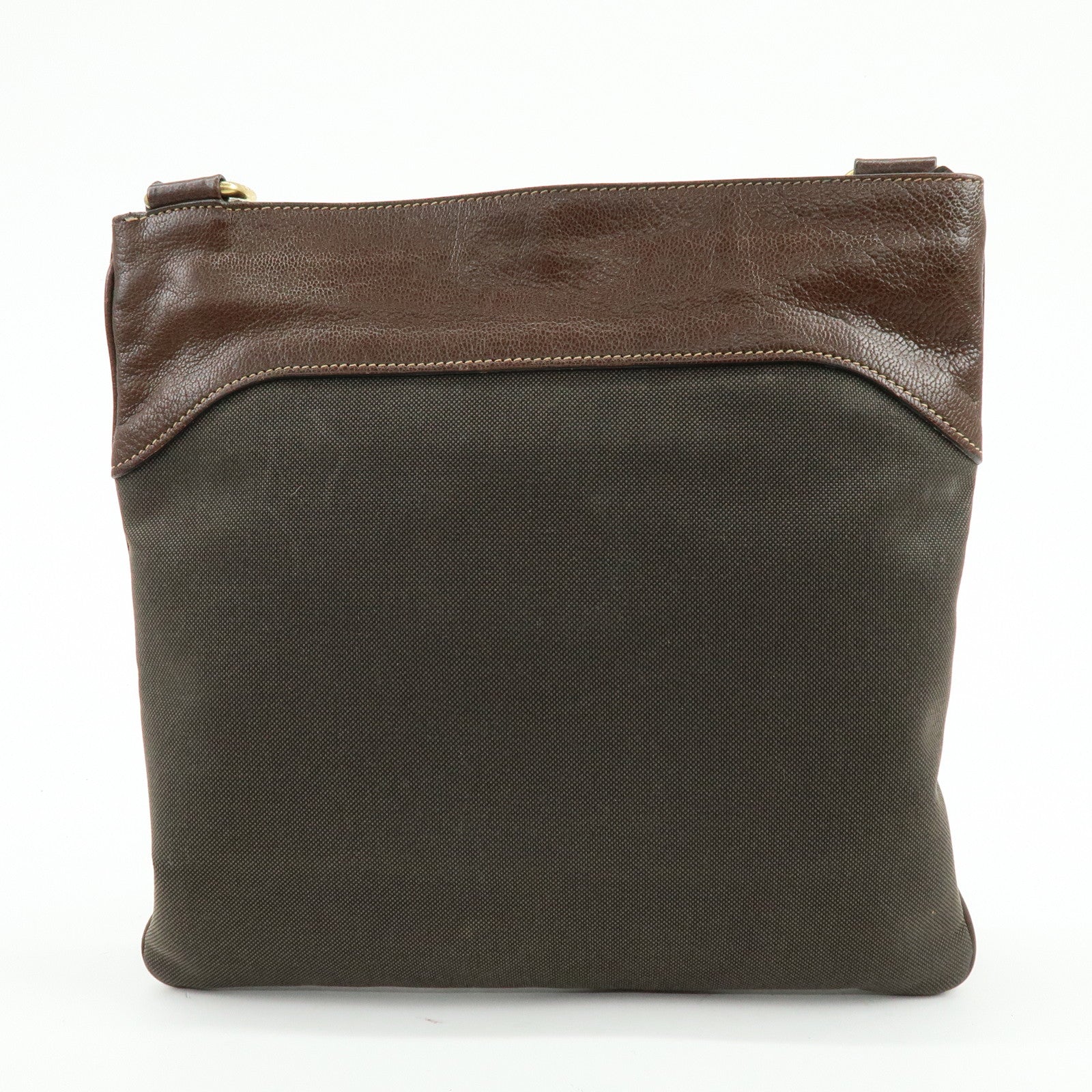 PRADA Logo Jacquard Leather Shoulder Bag Crossbody Bag Brown