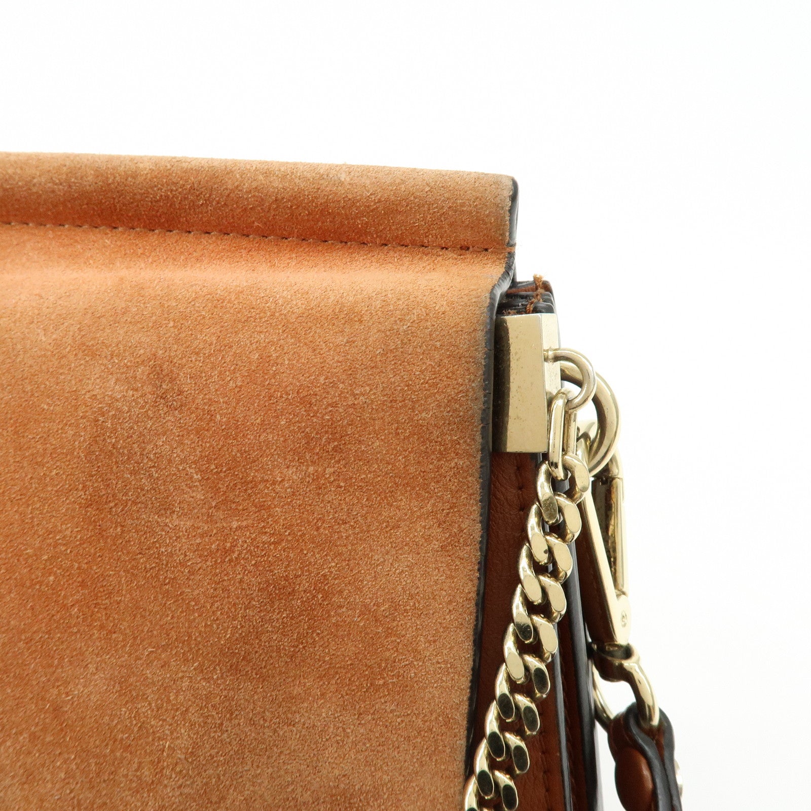 Chloe Faye Suede Leather Shoulder Bag Crossbody Bag Brown